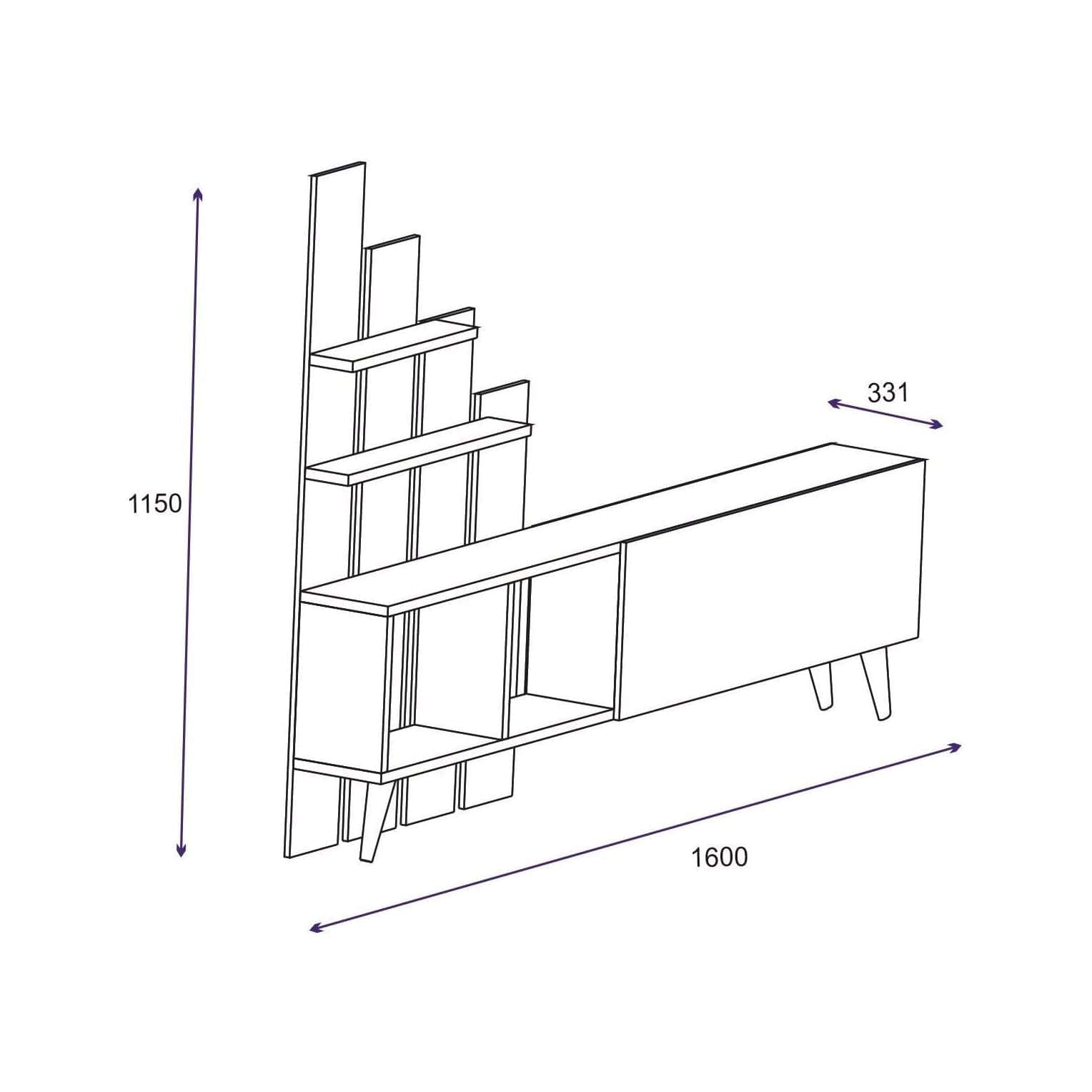 Comoda TV 505CRL1909, alb, PAL, 160x33x115 cm