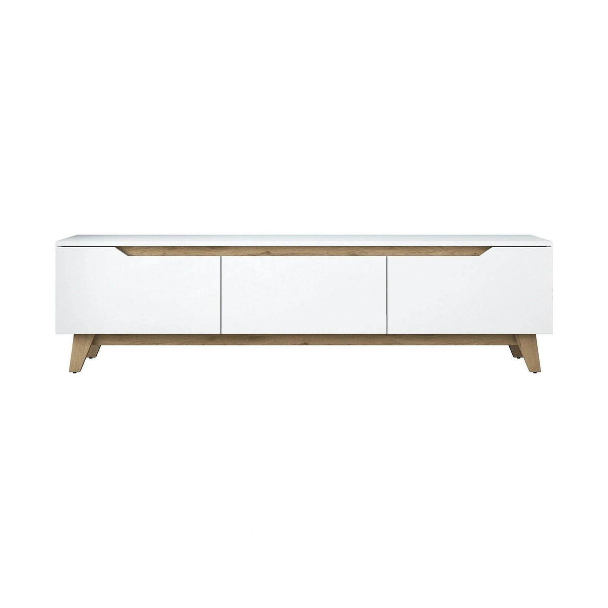 Comoda TV, alb/stejar, PAL, 180x35x49 cm