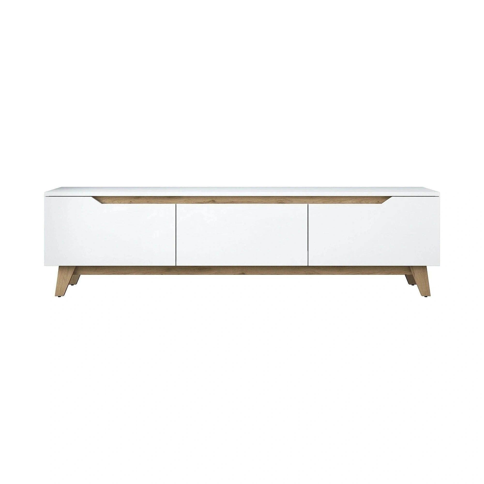 Comoda TV, alb/stejar, PAL, 180x35x49 cm