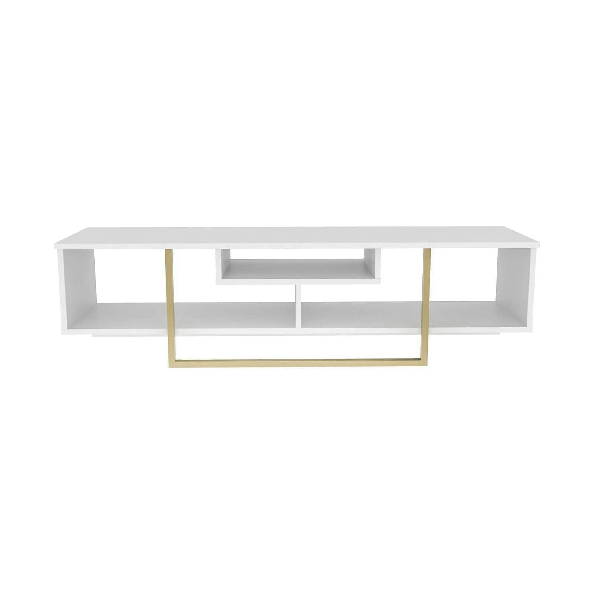 Comoda TV ASAL 150, alb/auriu, PAL melaminat, 150x35x40 cm
