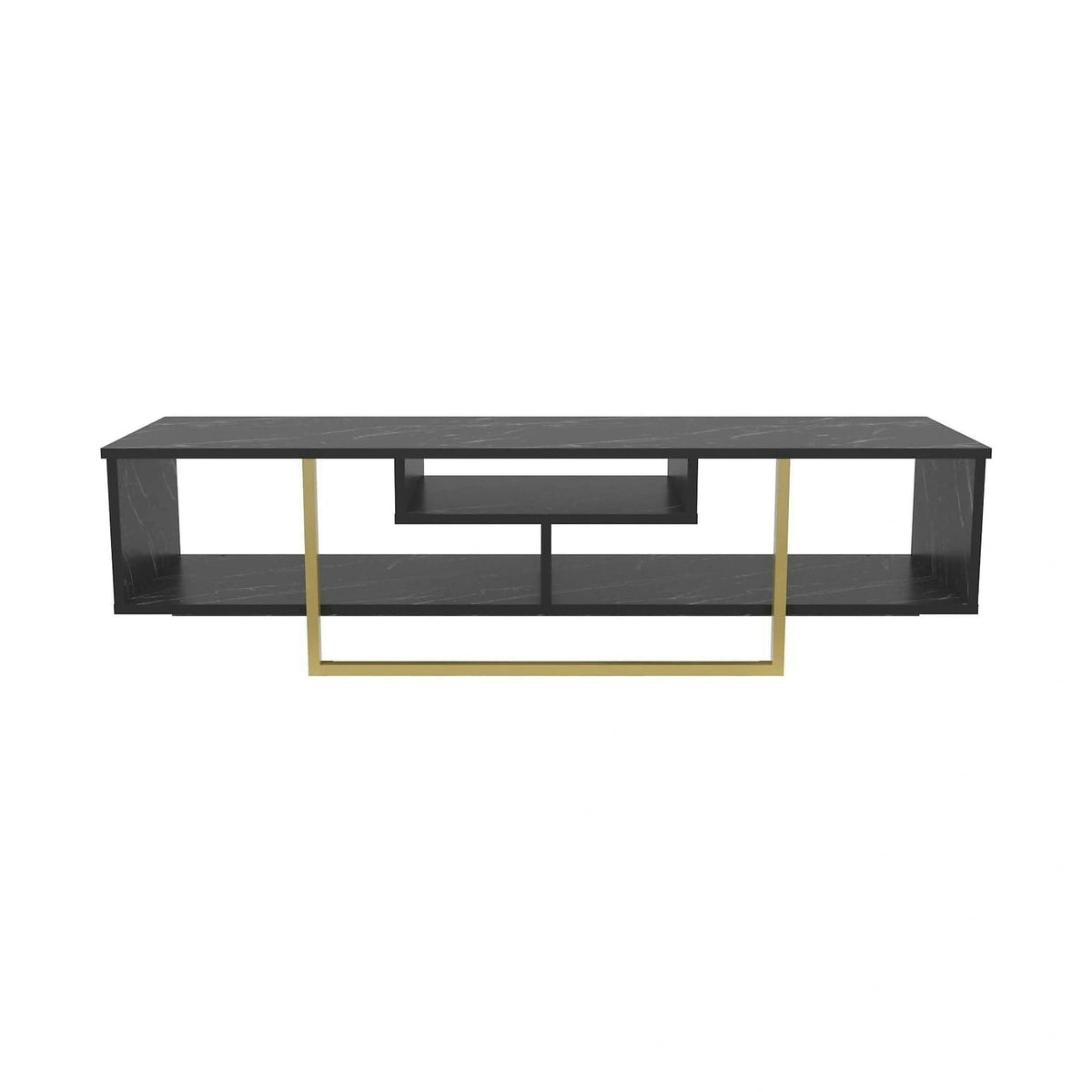 Comoda TV ASAL 150, negru/auriu, PAL melaminat, 150x35x40 cm