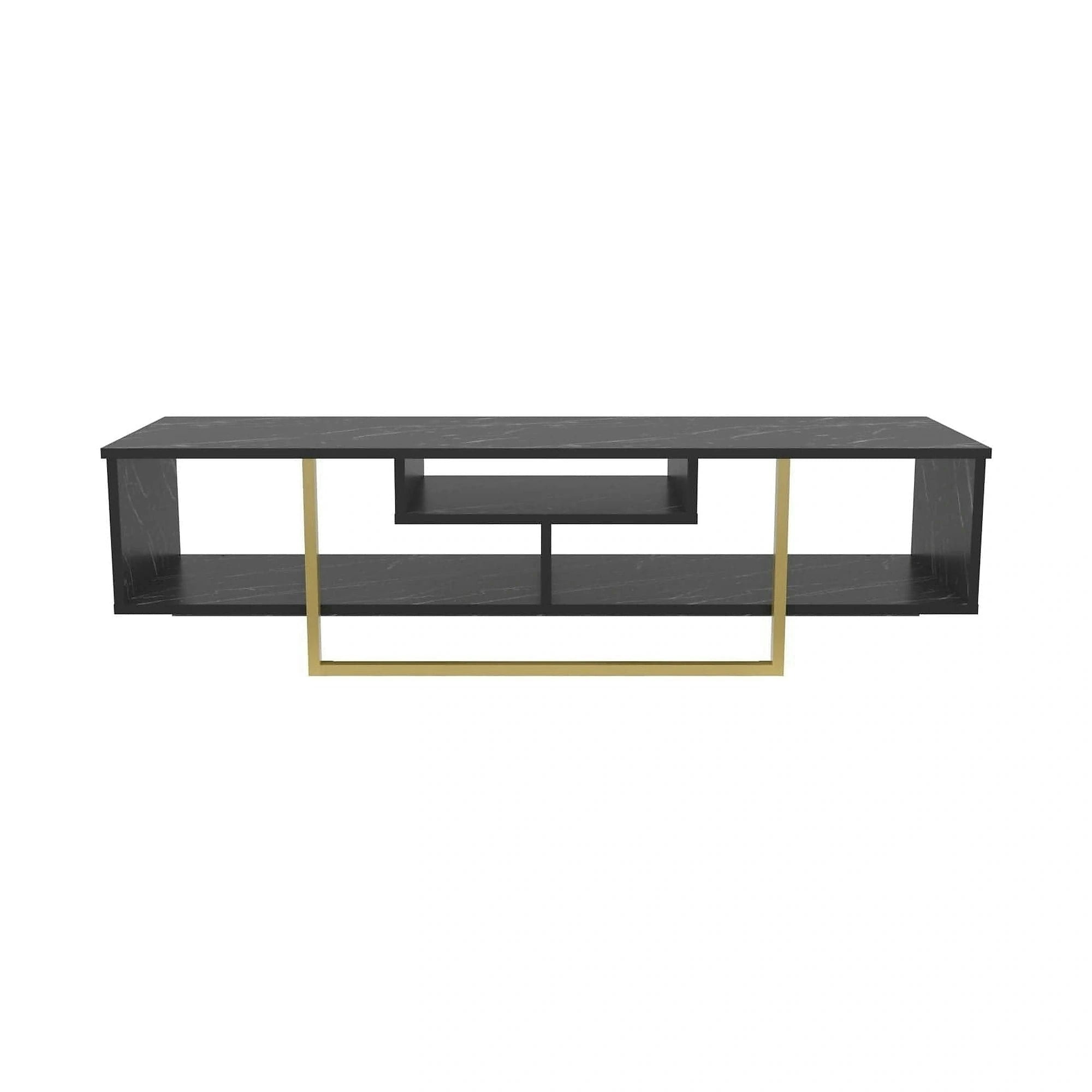 Comoda TV ASAL 150, negru/auriu, PAL melaminat, 150x35x40 cm