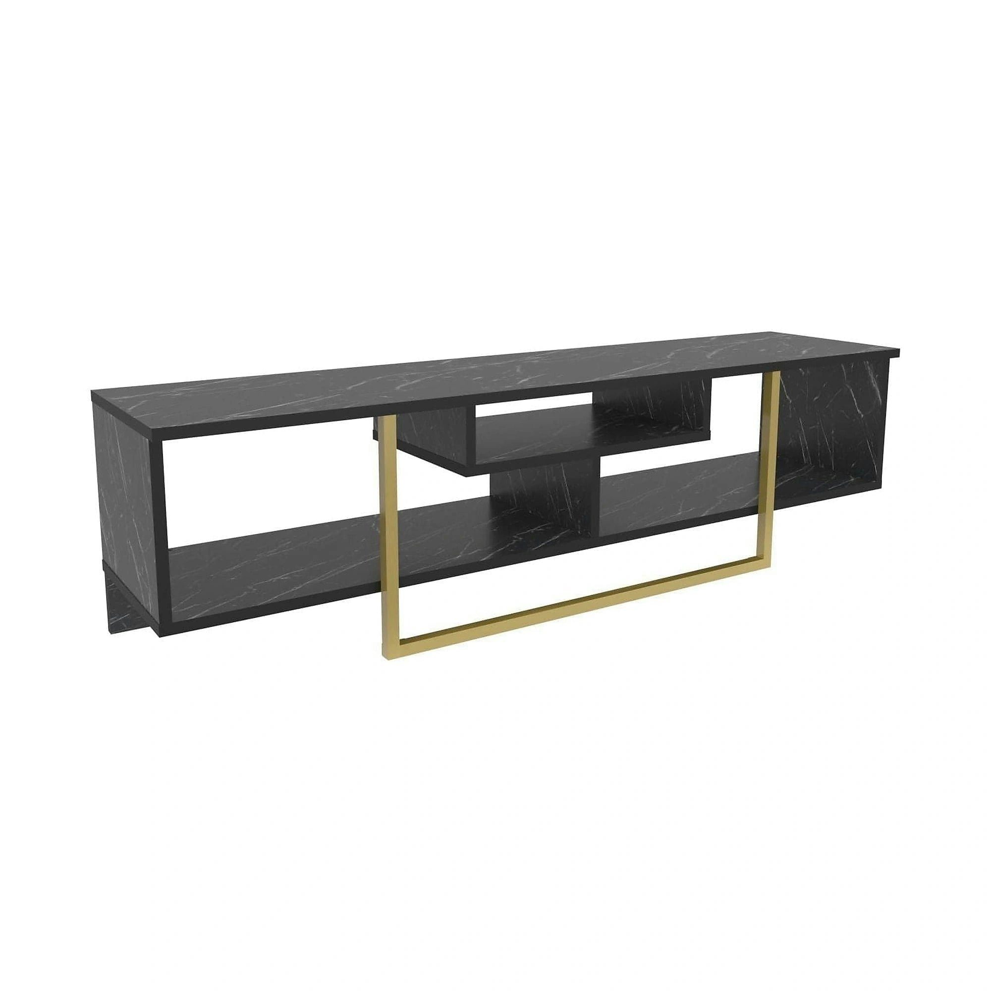 Comoda TV ASAL 150, negru/auriu, PAL melaminat, 150x35x40 cm