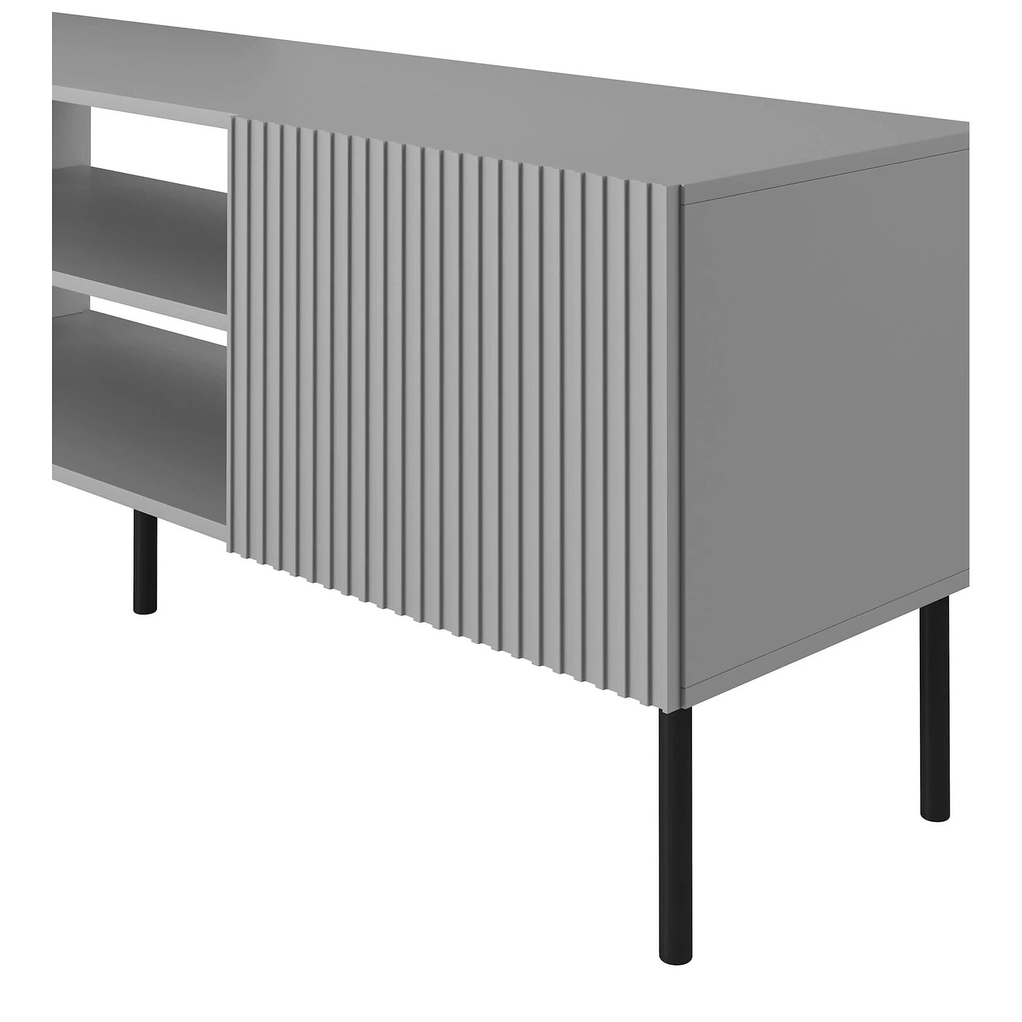 Comoda TV ASENSIO, gri mat/negru, PAL laminat, 180x42x57 cm