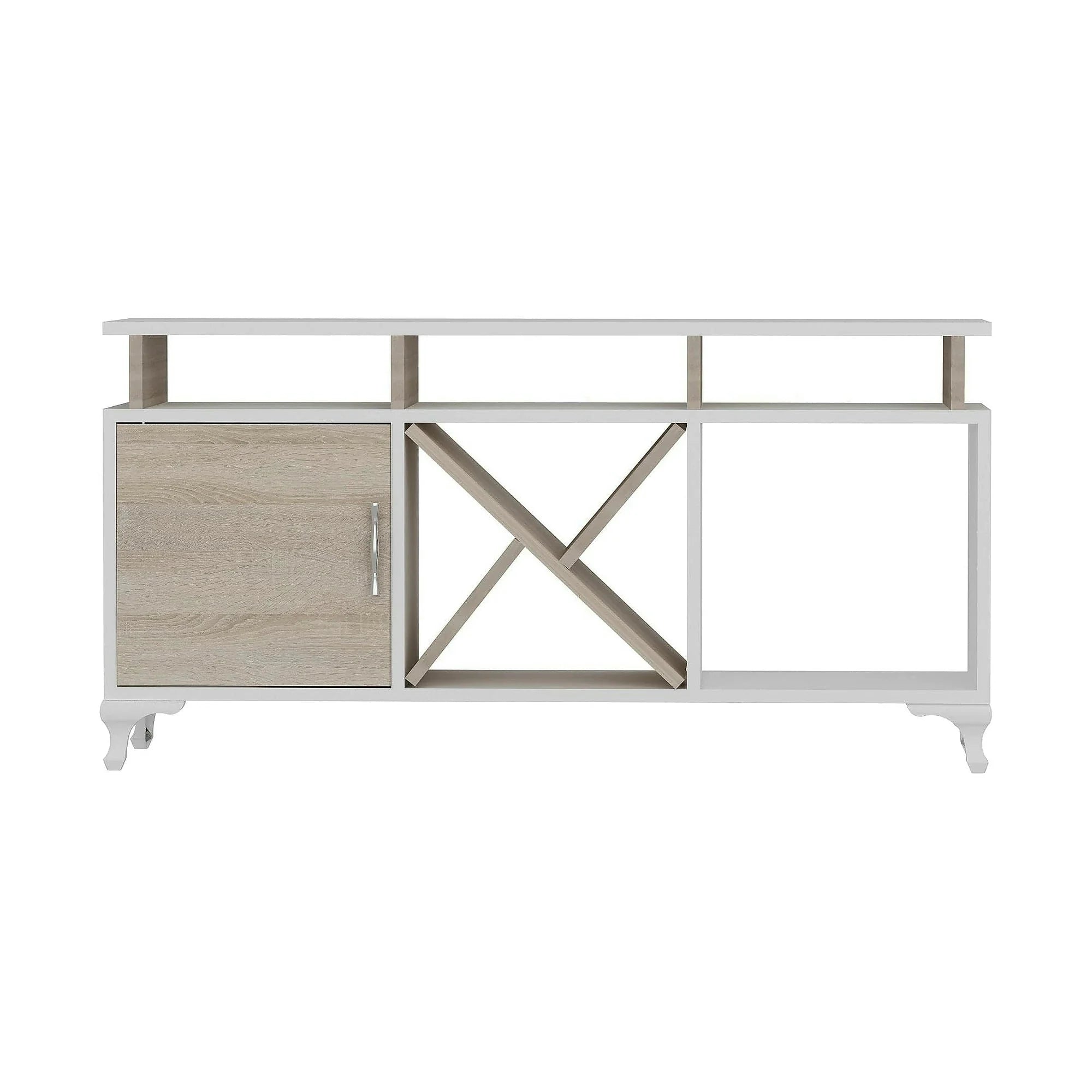 Comoda TV AY, alb/stejar, PAL melaminat, 120x30x54 cm