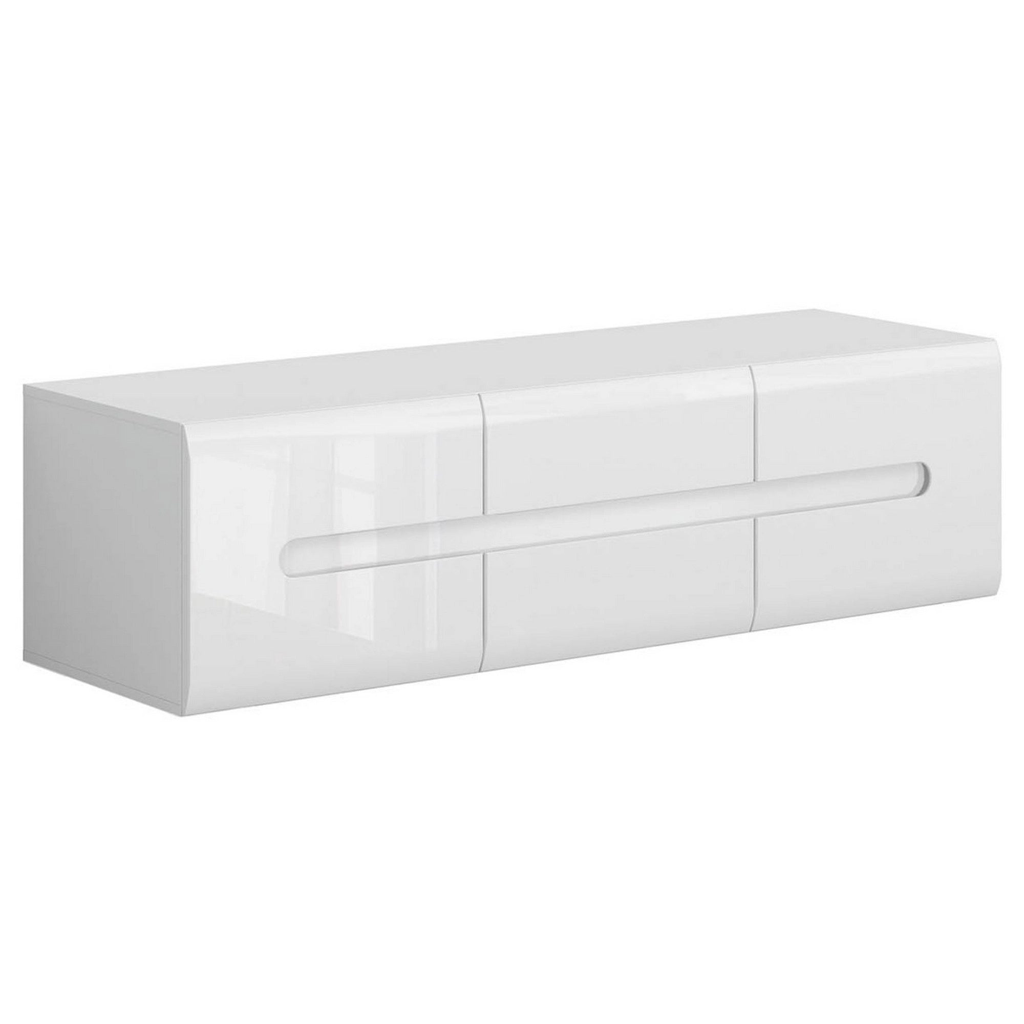 Comoda TV AZTECA TRIO, alb lucios, PAL, 150x47x43 cm