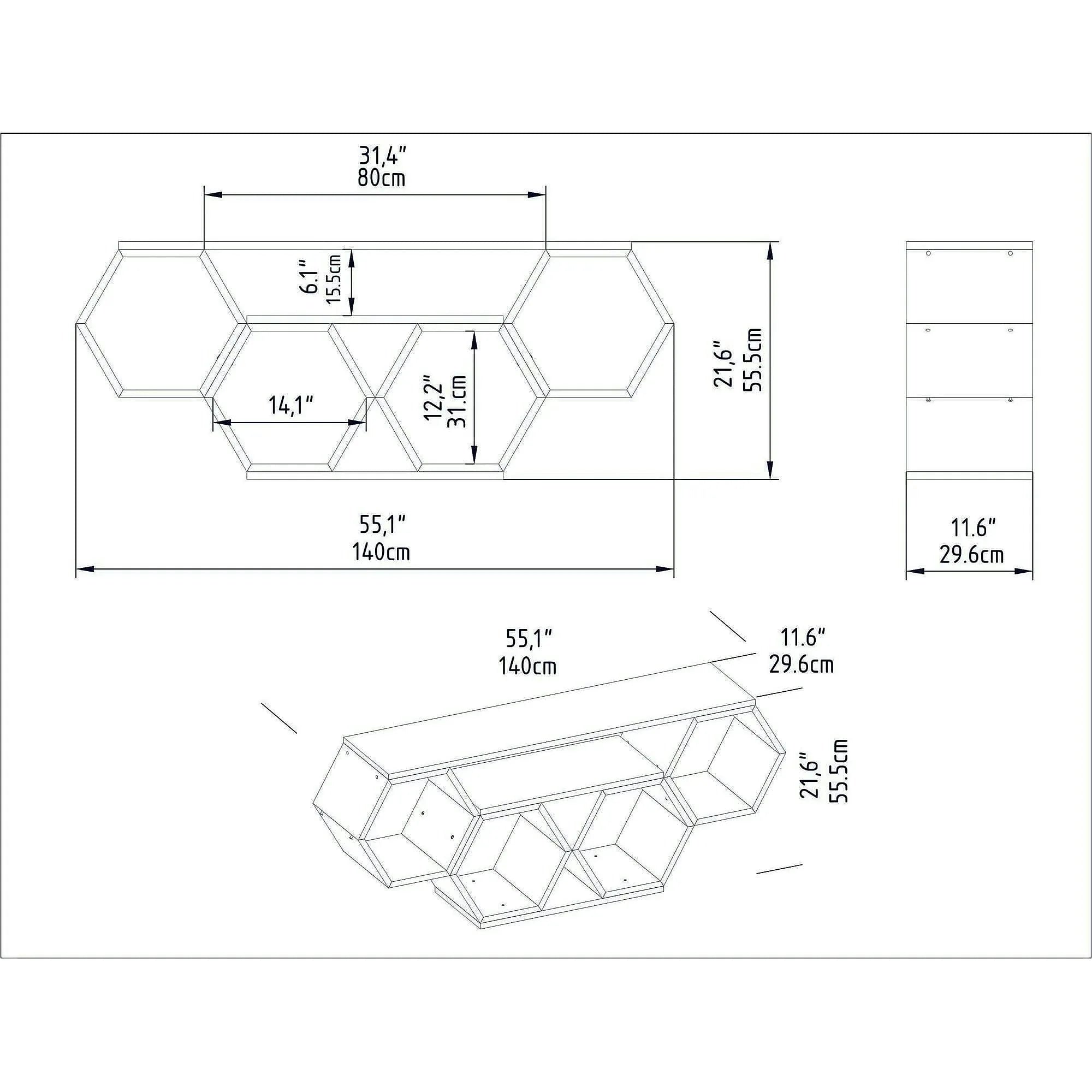 Comoda TV BAL, stejar/alb, PAL melaminat, 140x30x56 cm