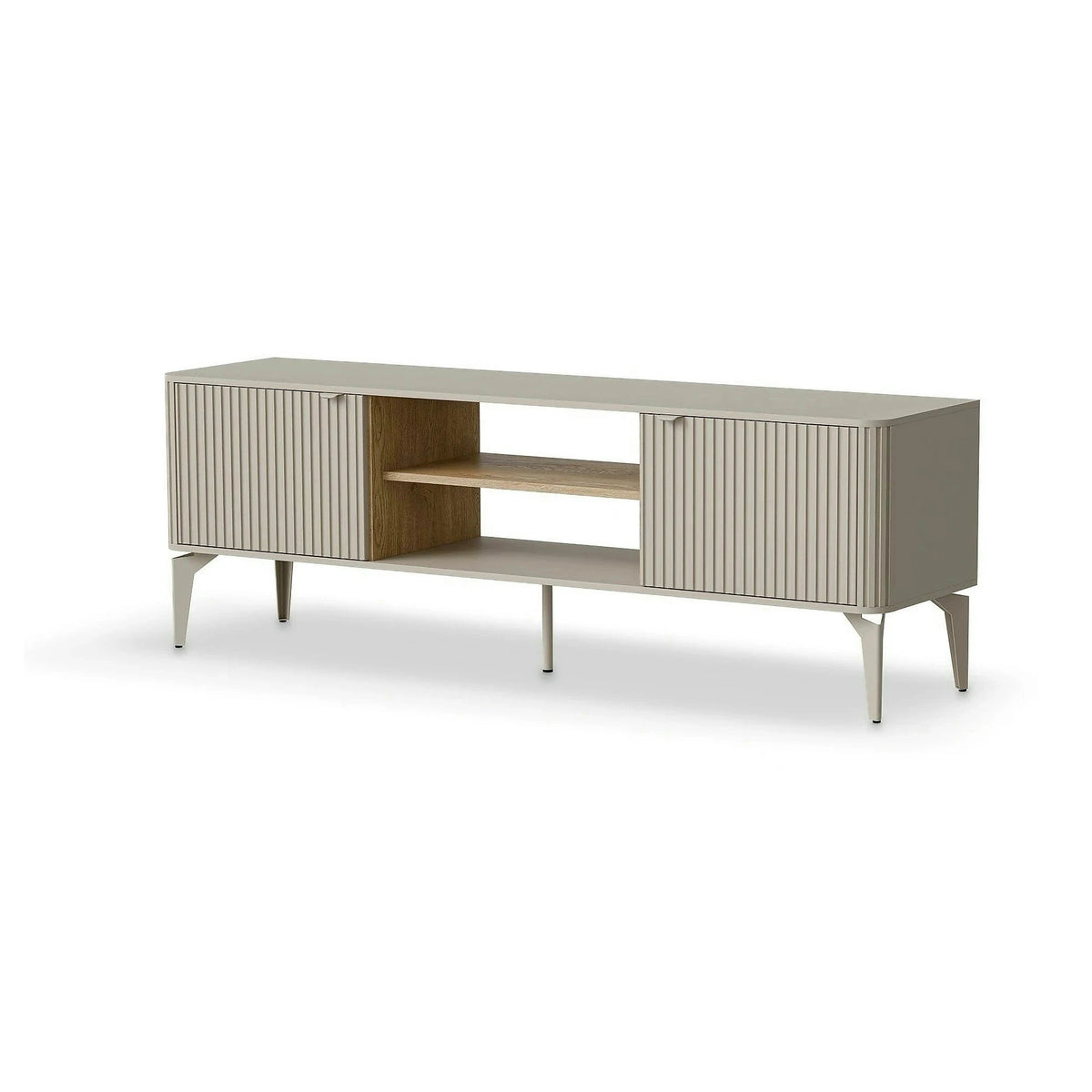 Comoda TV BELUCI, casmir/stejar, PAL laminat/metal, 160x40x56 cm