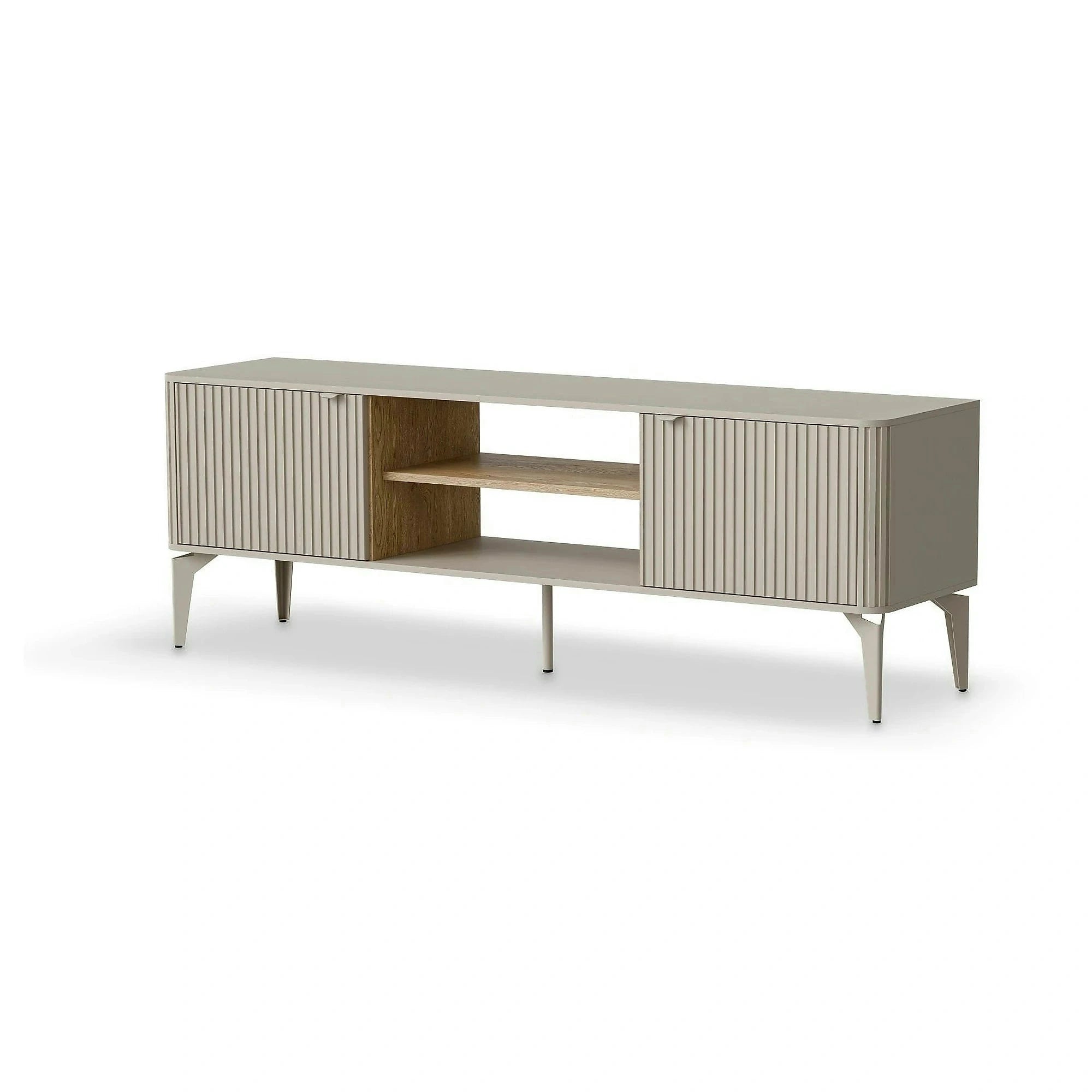 Comoda TV BELUCI, casmir/stejar, PAL laminat/metal, 160x40x56 cm