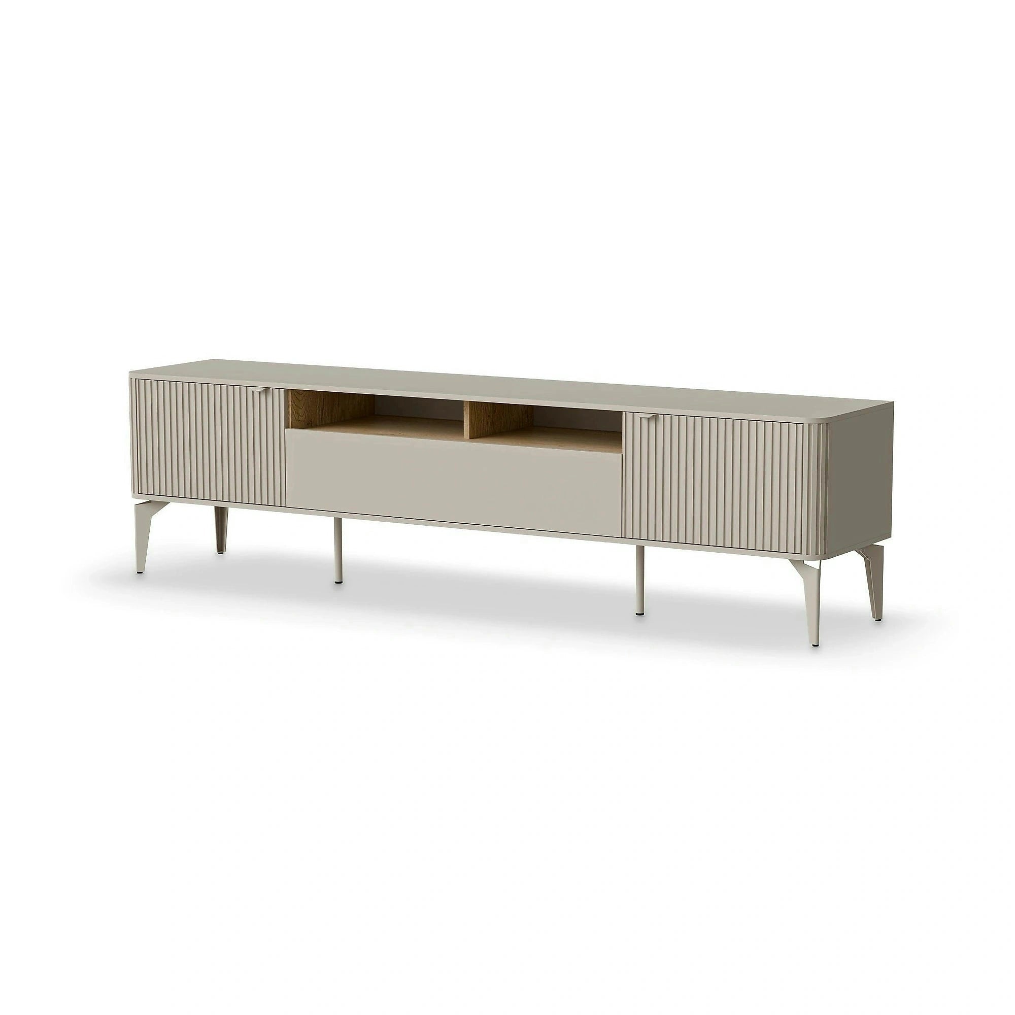 Comoda TV BELUCI, casmir/stejar, PAL laminat/metal, 200x40x54 cm