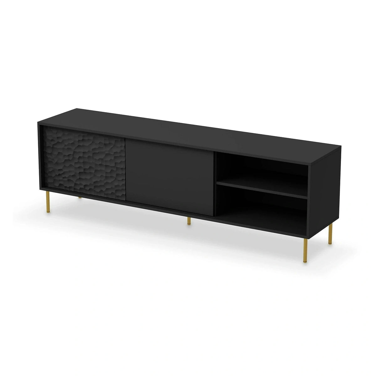 Comoda TV BULLET, negru/auriu, PAL laminat, 180x41x58 cm