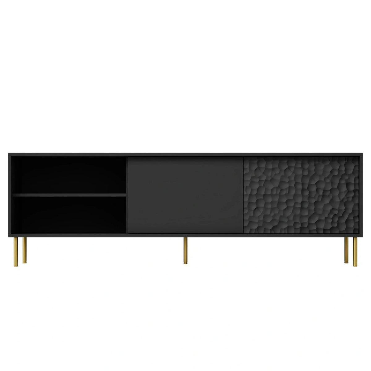 Comoda TV BULLET, negru/auriu, PAL laminat, 180x41x58 cm