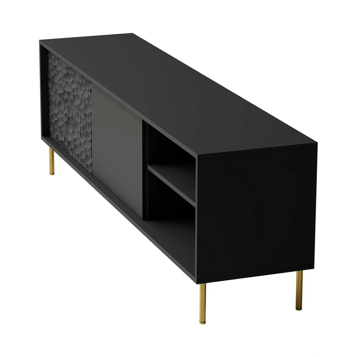 Comoda TV BULLET, negru/auriu, PAL laminat, 180x41x58 cm