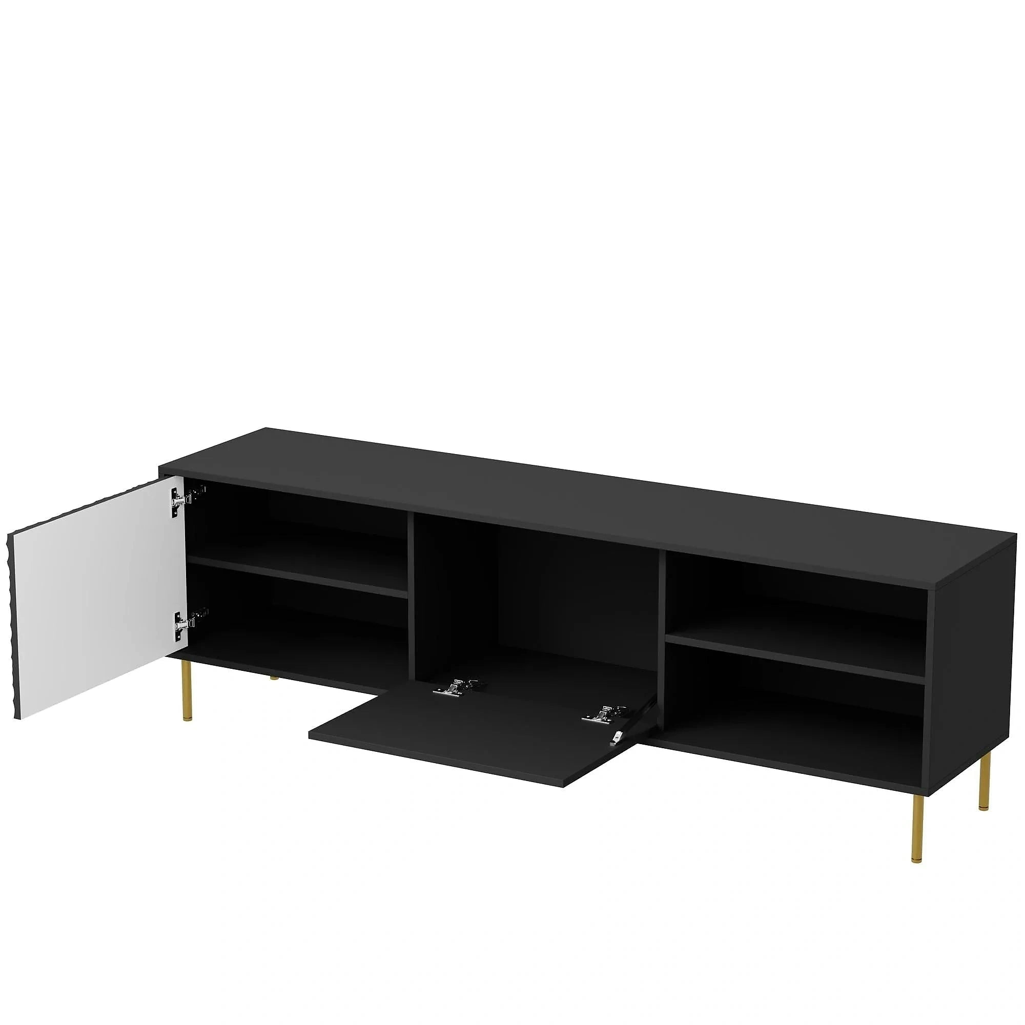 Comoda TV BULLET, negru/auriu, PAL laminat, 180x41x58 cm
