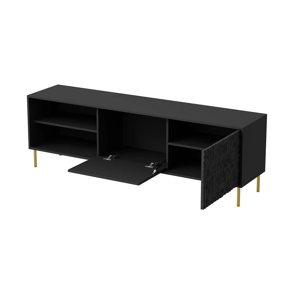 Comoda TV BULLET, negru/auriu, PAL laminat, 180x41x58 cm