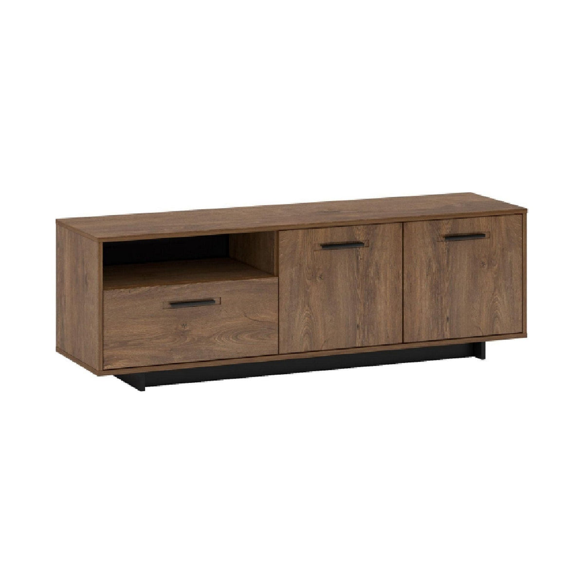 Comoda TV DELIS, stejar bolzano/negru, 154x42x51 cm