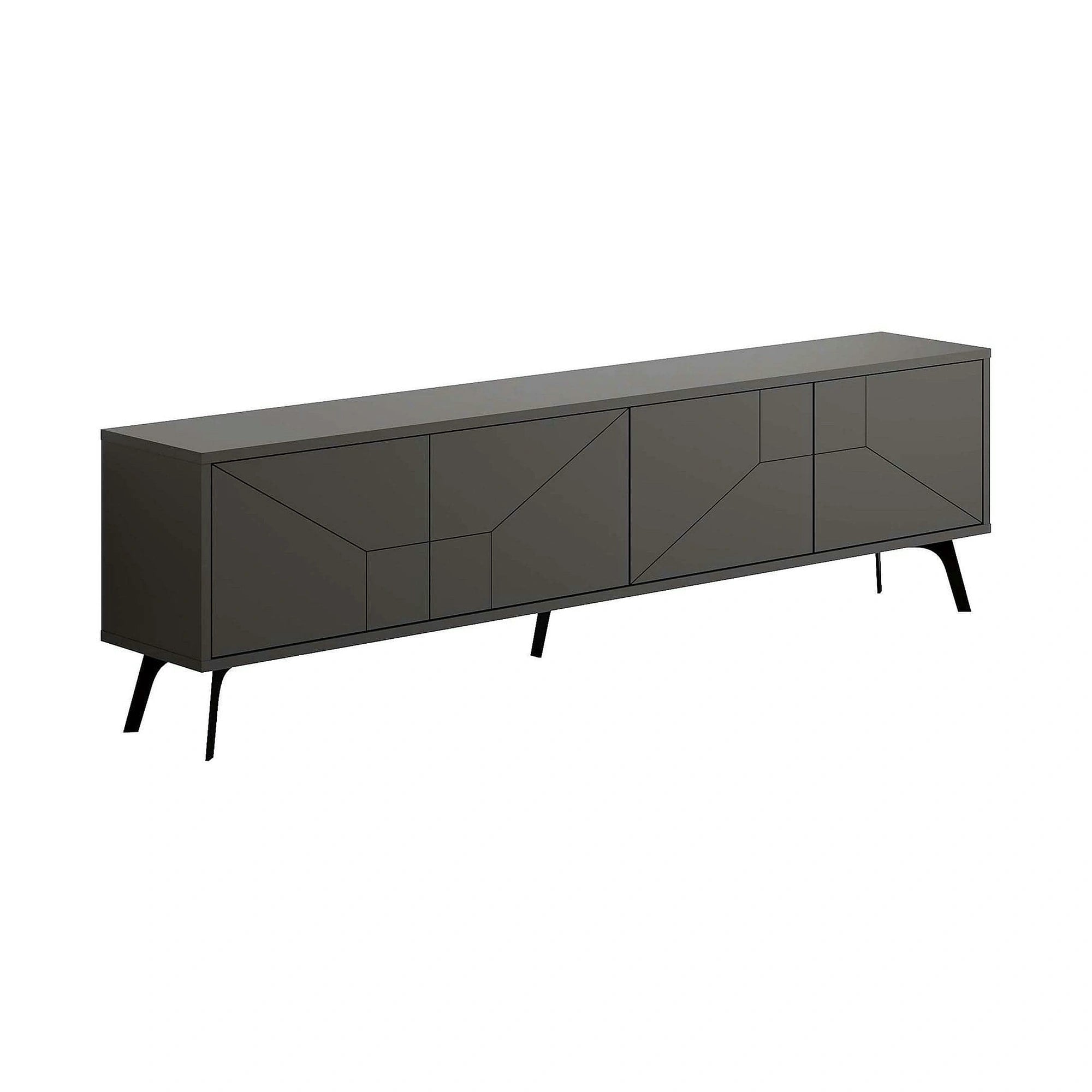Comoda TV DUNE, gri antracit/negru, PAL melaminat, 180x30x50 cm
