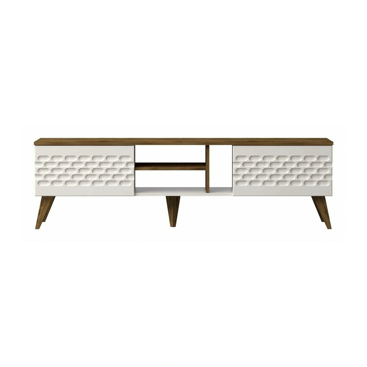 Comoda TV Egg, stejar/alb, PAL melaminat, 180x35x53 cm