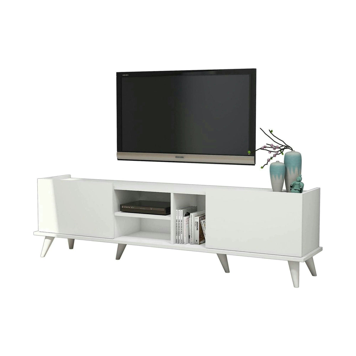 Comoda TV ELEGANTE 1320, alb, PAL melaminat, 180x34x52 cm