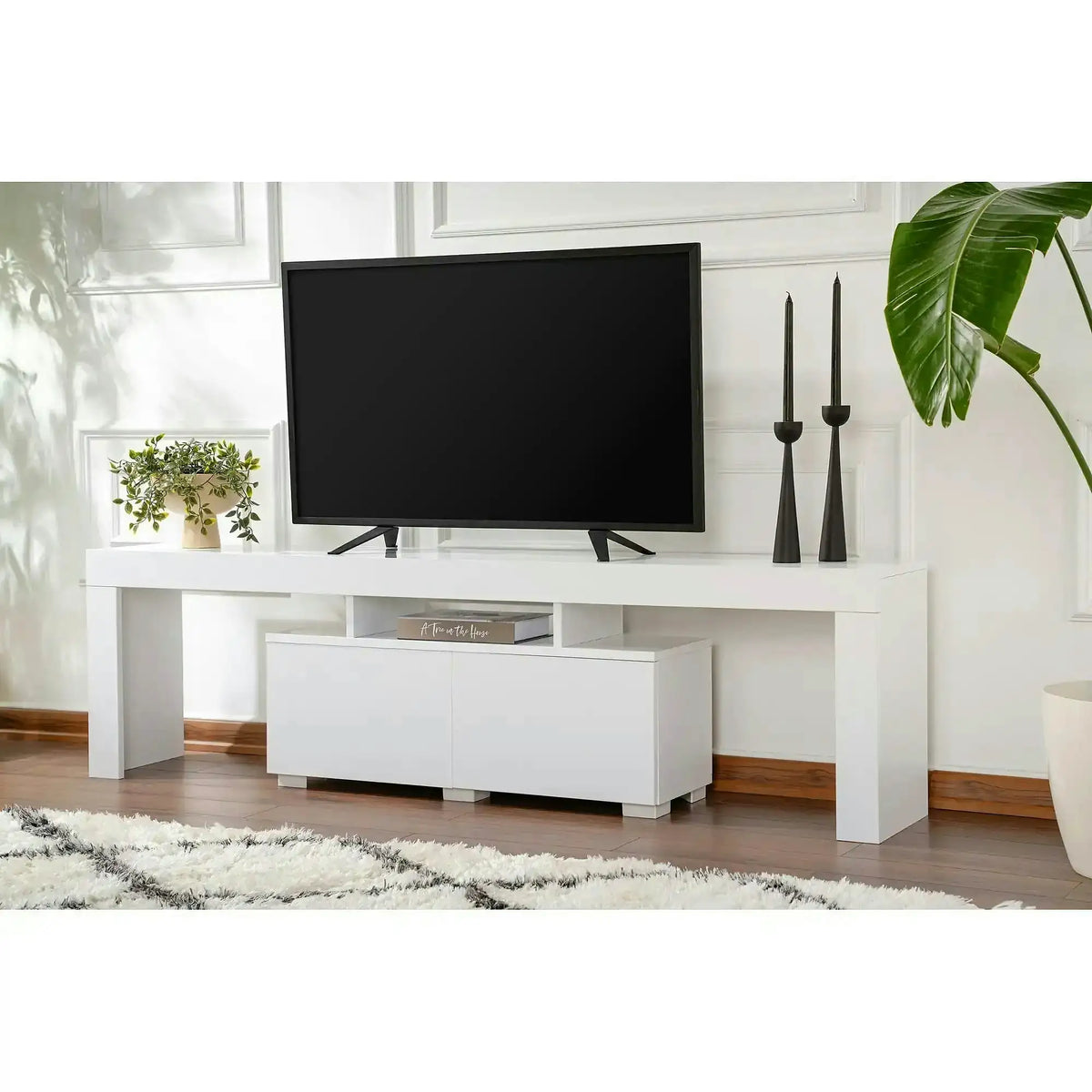 Comoda TV ENCLAVE, alb, PAL, 180x32x50 cm
