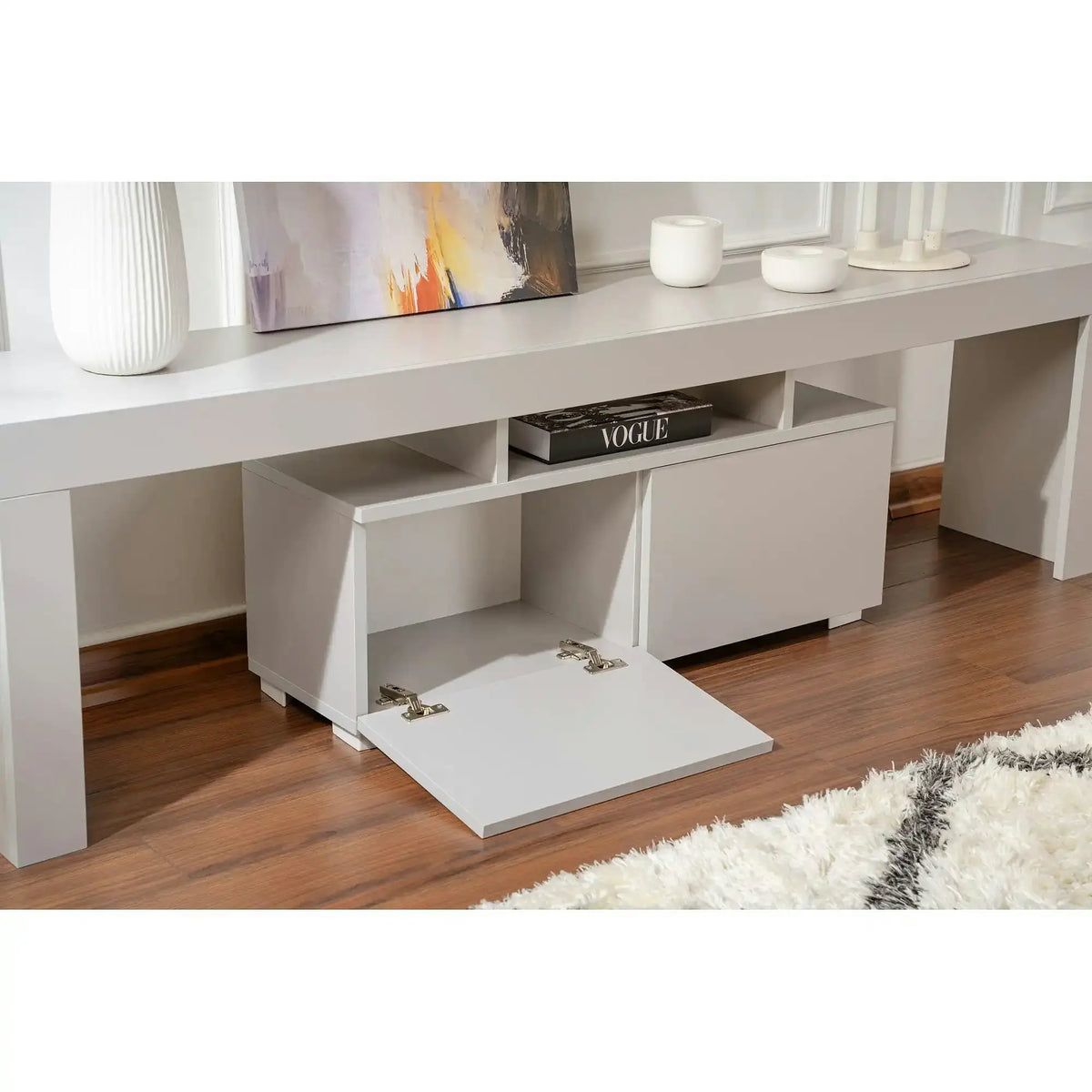 Comoda TV ENCLAVE, gri, PAL, 180x32x50 cm