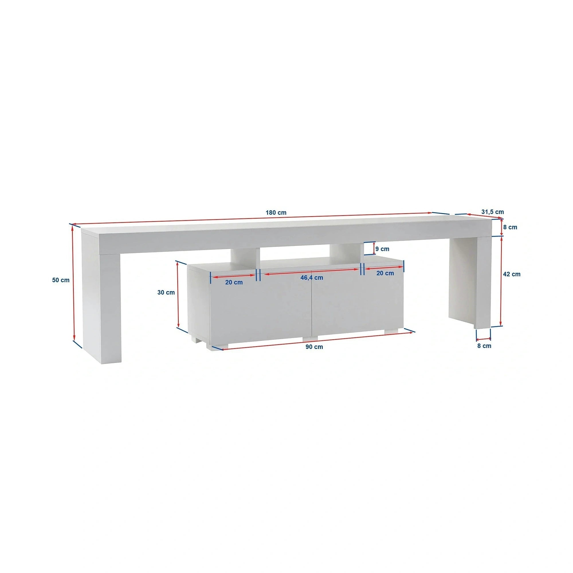 Comoda TV ENCLAVE, gri, PAL, 180x32x50 cm