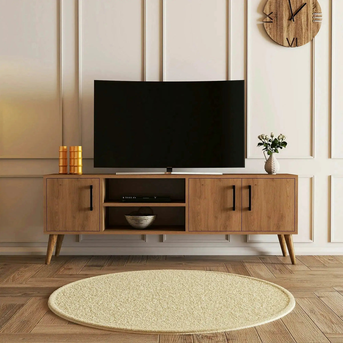 Comoda TV EXXEN, stejar, PAL, 150x34x52 cm