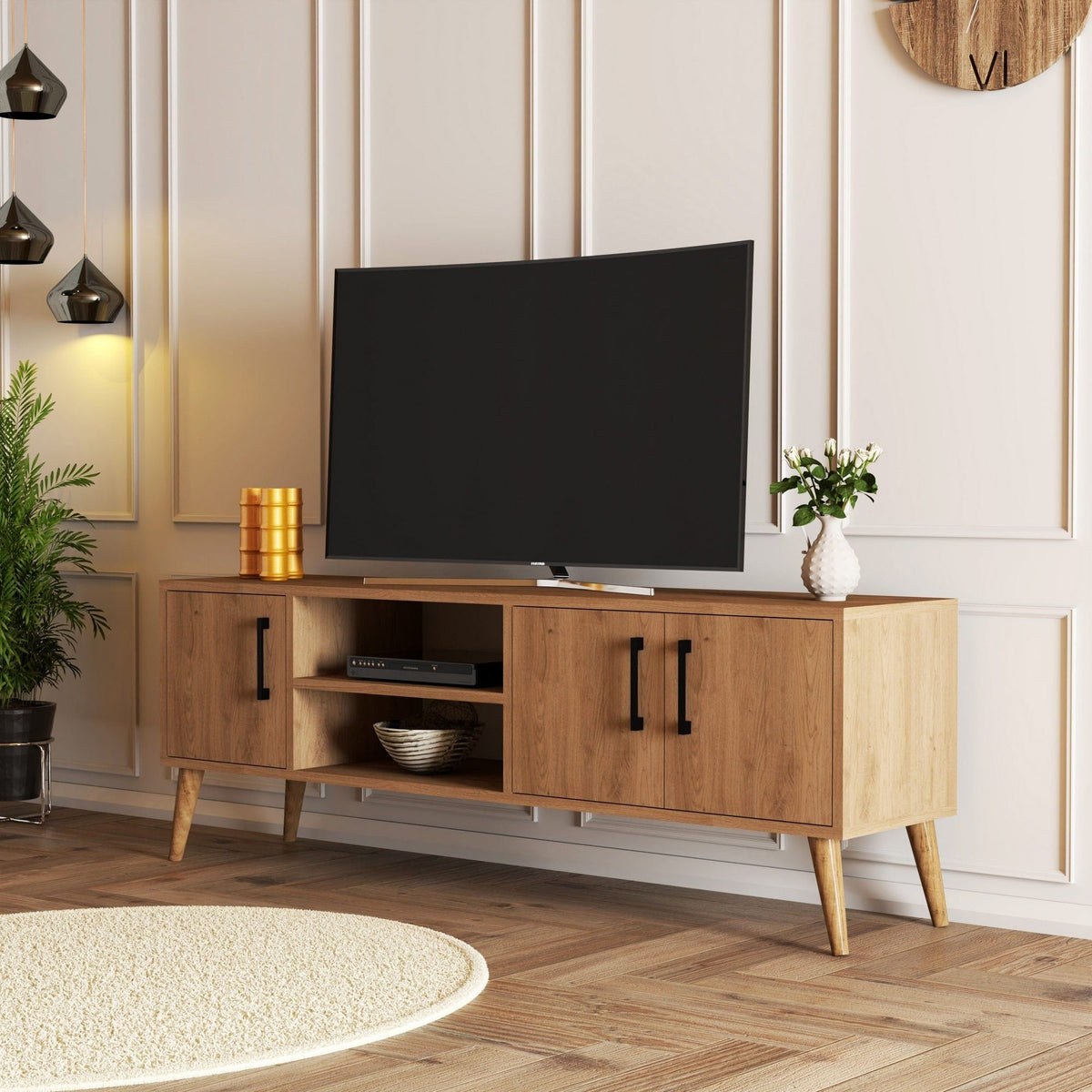 Comoda TV EXXEN, stejar, PAL, 150x34x52 cm