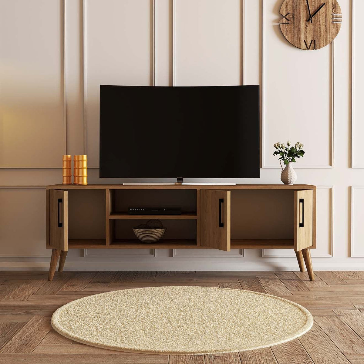 Comoda TV EXXEN, stejar, PAL, 150x34x52 cm