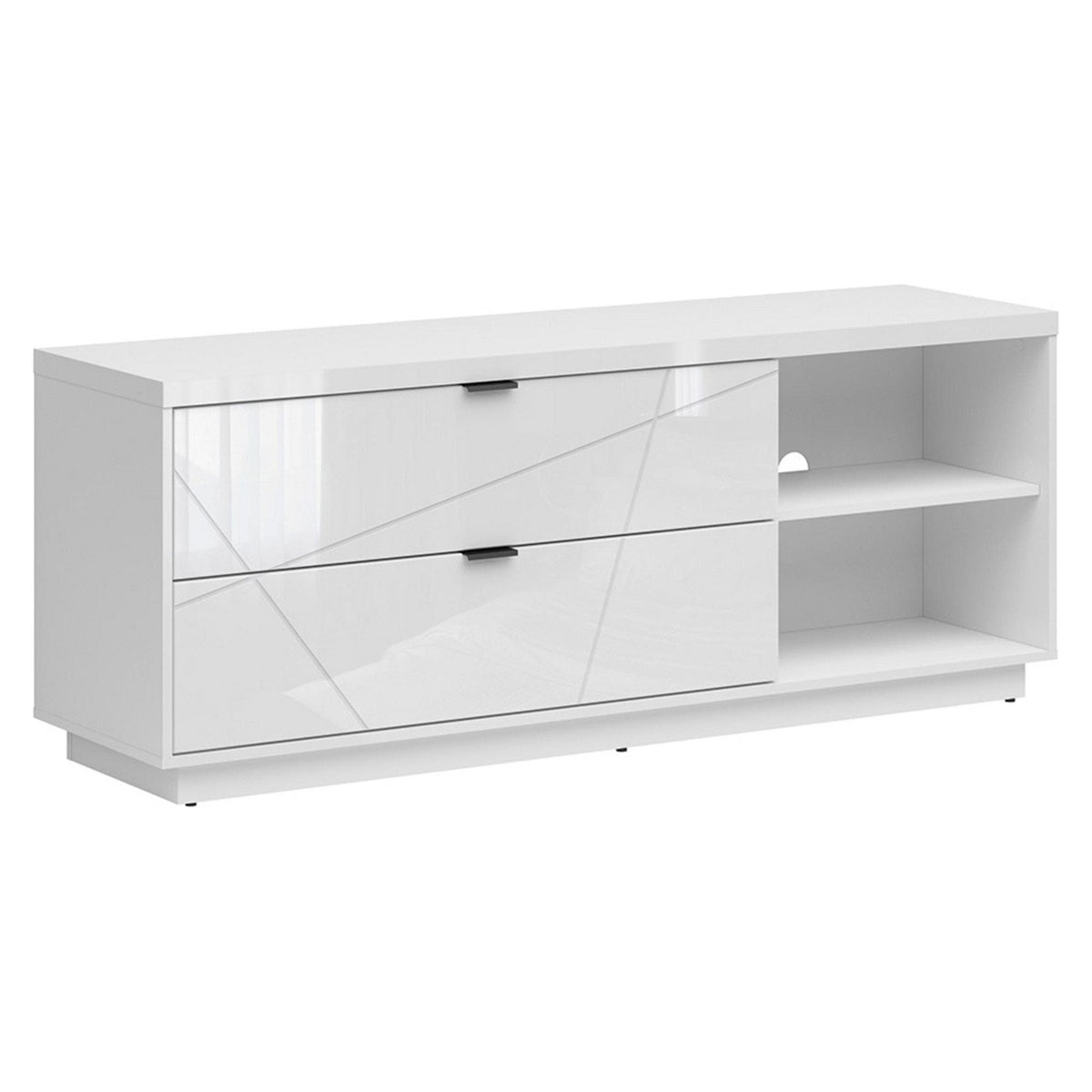 Comoda TV FORN, alb lucios, PAL, 156x43x61 cm