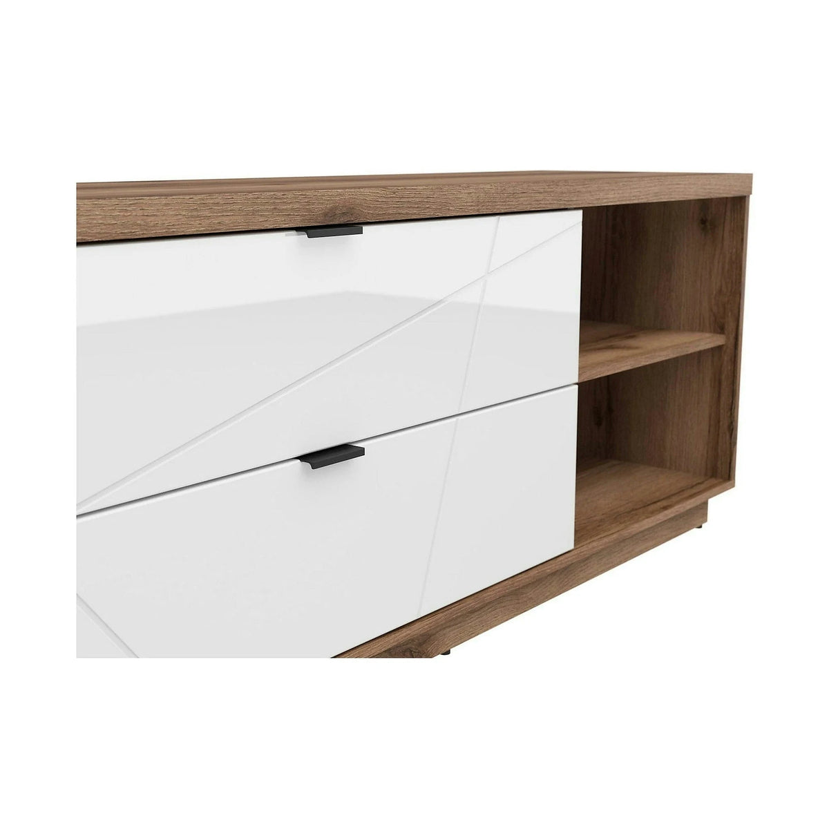 Comoda TV FORN, nuc/alb lucios, PAL melaminat, 156x43x61 cm