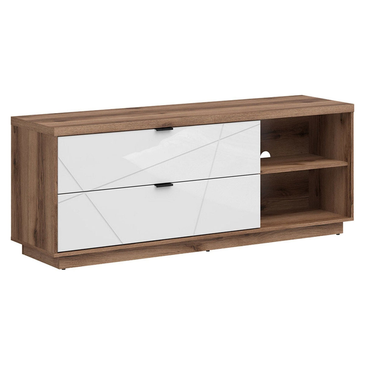 Comoda TV FORN, nuc/alb lucios, PAL melaminat, 156x43x61 cm