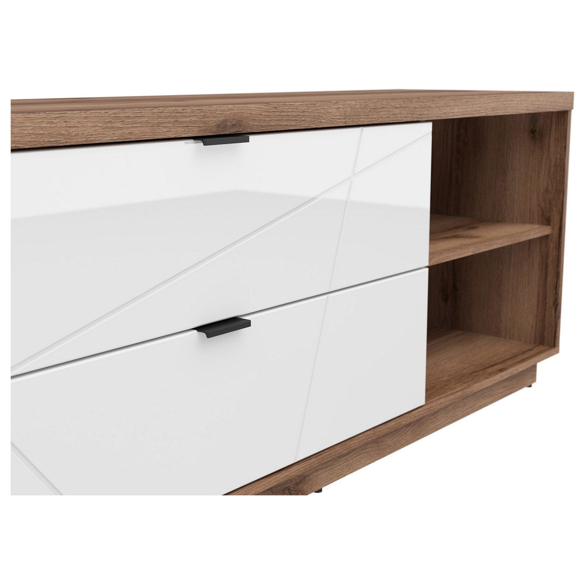 Comoda TV FORN, nuc/alb lucios, PAL melaminat, 156x43x61 cm