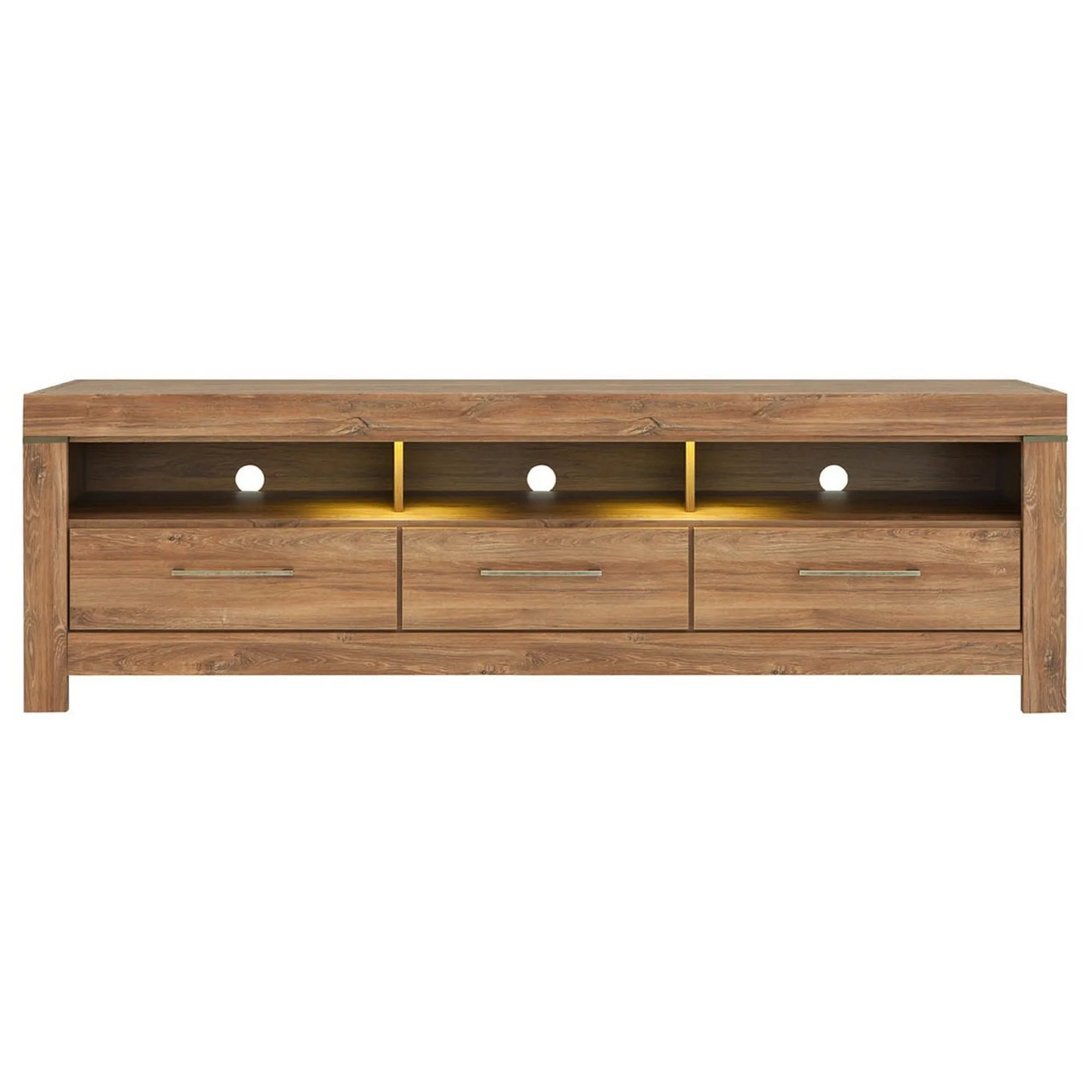 Comoda TV GENT, stejar, PAL, cu iluminare LED, 200x54x60 cm