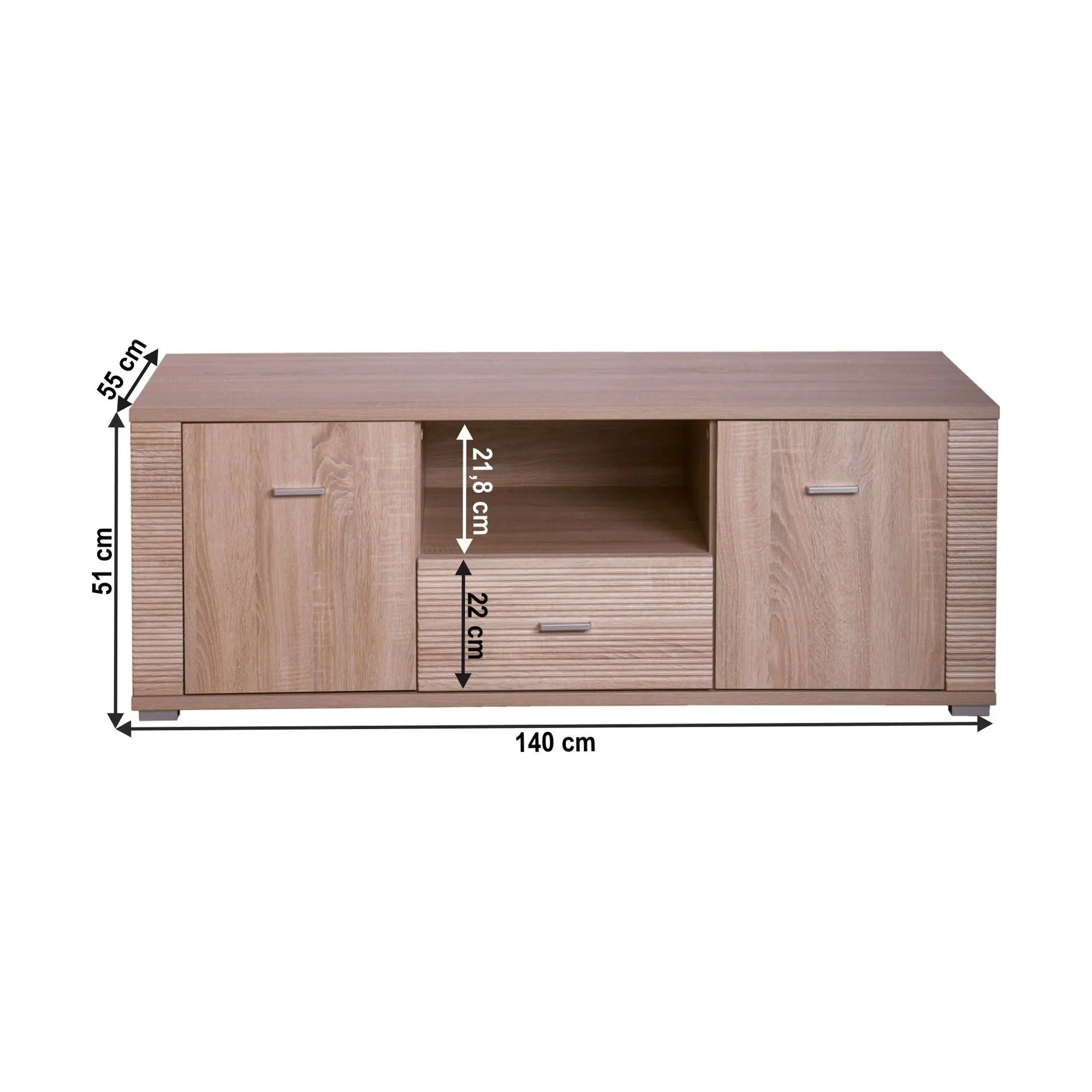 Comoda TV GRAND tip 13, stejar sonoma, PAL laminat, 140x55x51 cm