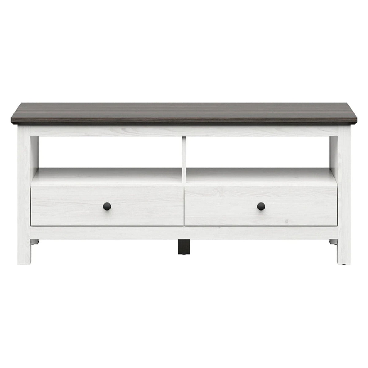 Comoda TV HESEN, alb/pin larico, PAL, 137x47x59 cm