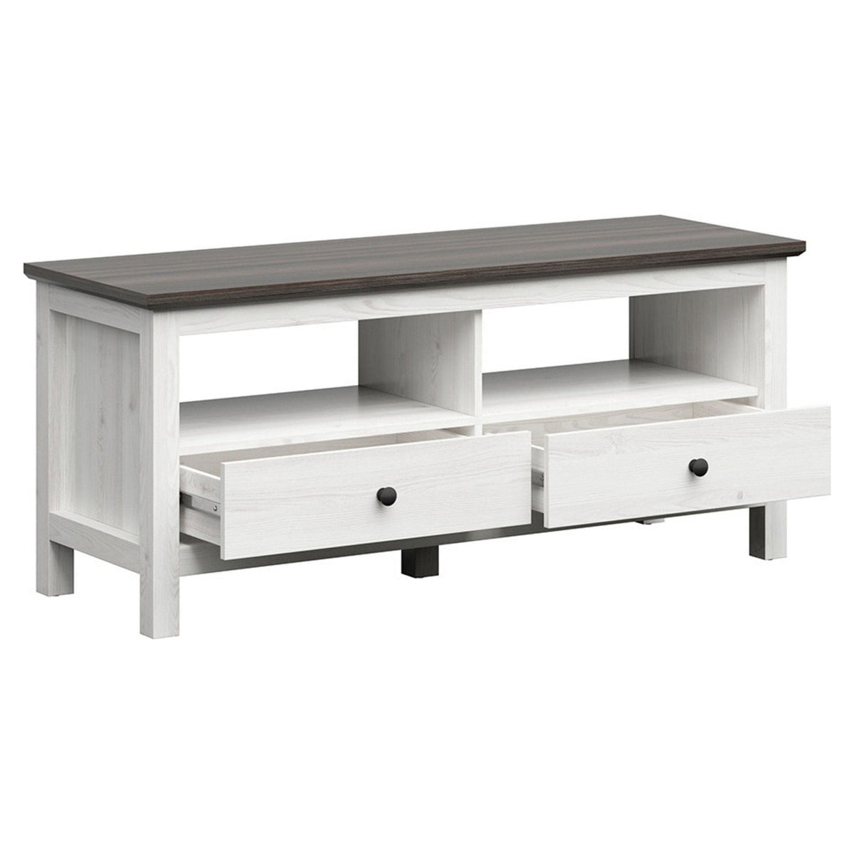 Comoda TV HESEN, alb/pin larico, PAL, 137x47x59 cm