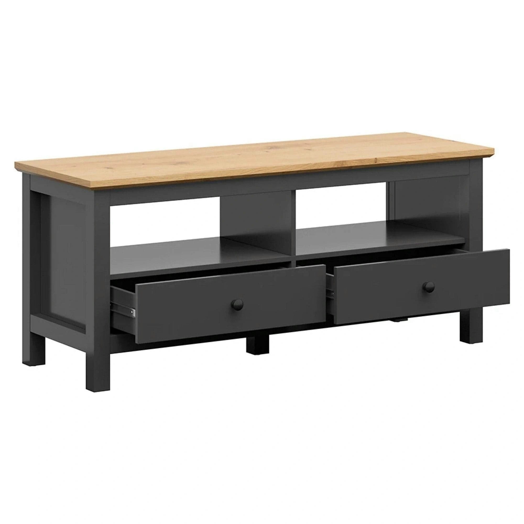 Comoda TV HESEN, gri grafit/stejar artisan, PAL melaminat, 137x47x59 cm