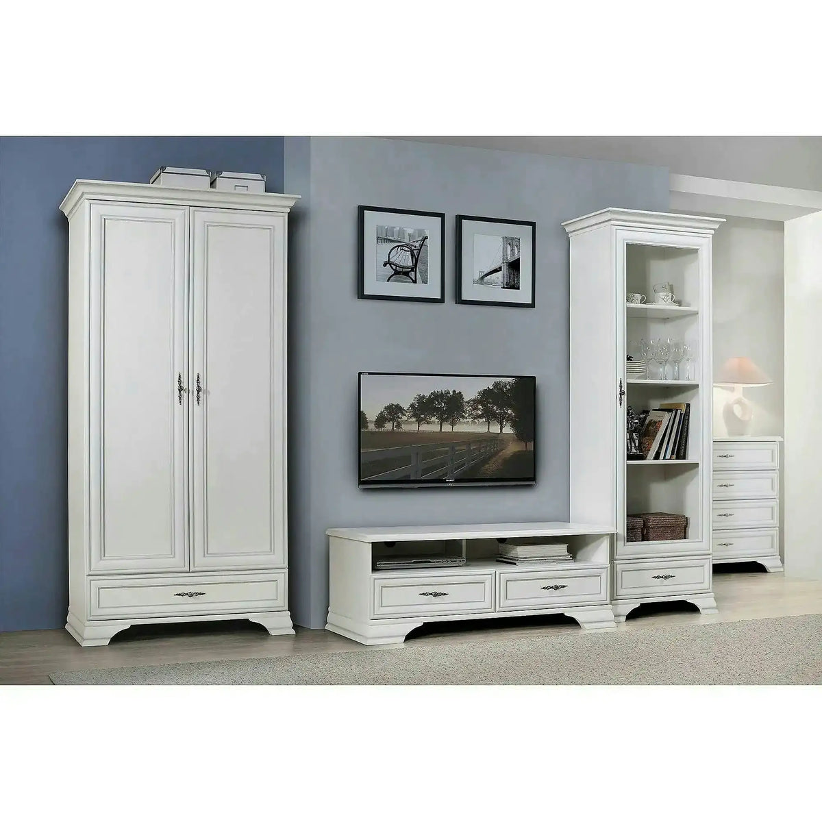 Comoda TV IDENTO, alb, PAL/MDF, 124x54x47 cm