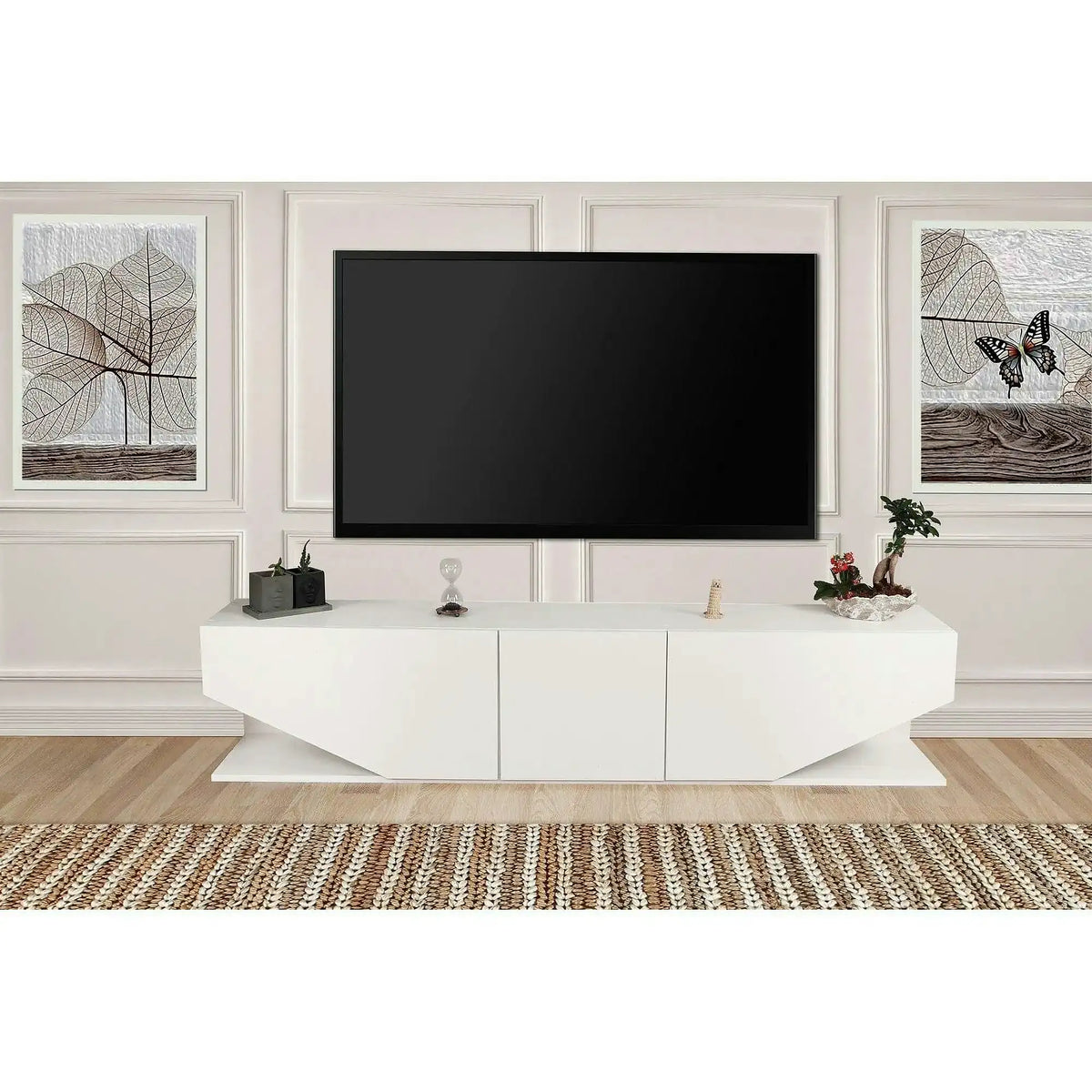 Comoda TV INCI, alb, PAL melaminat, 180x30x40 cm