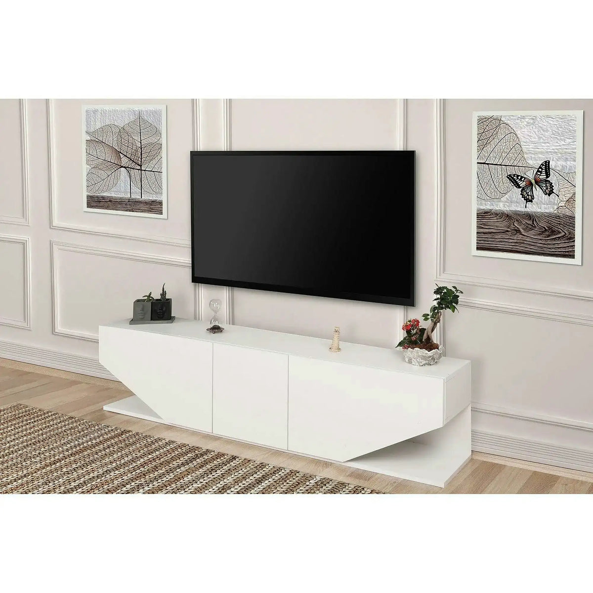 Comoda TV INCI, alb, PAL melaminat, 180x30x40 cm