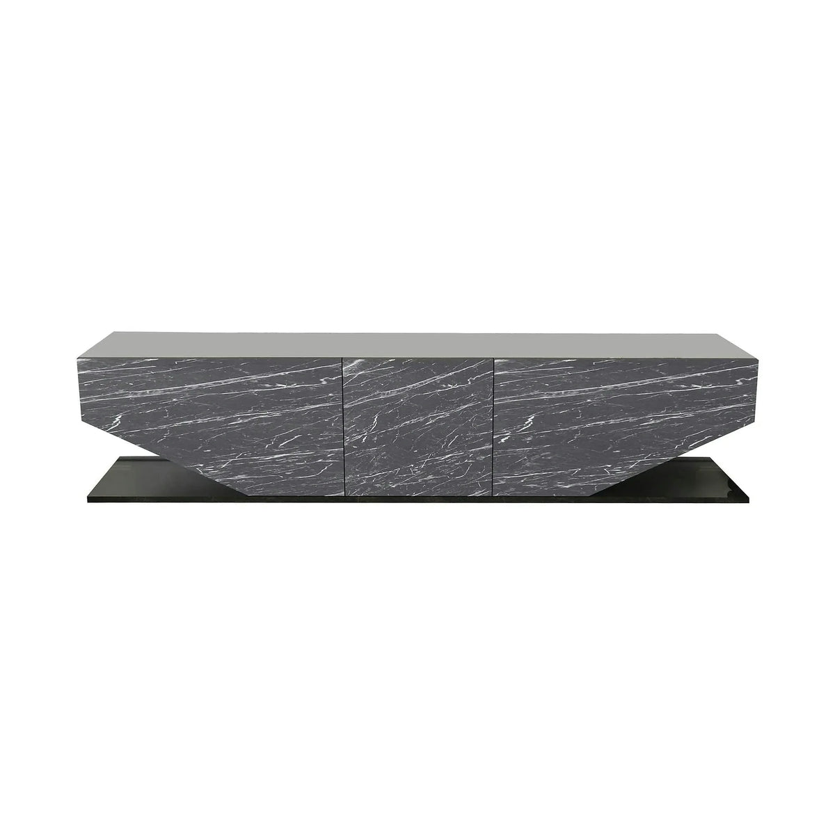Comoda TV INCI, negru cu efect de marmura, PAL melaminat, 180x30x45 cm