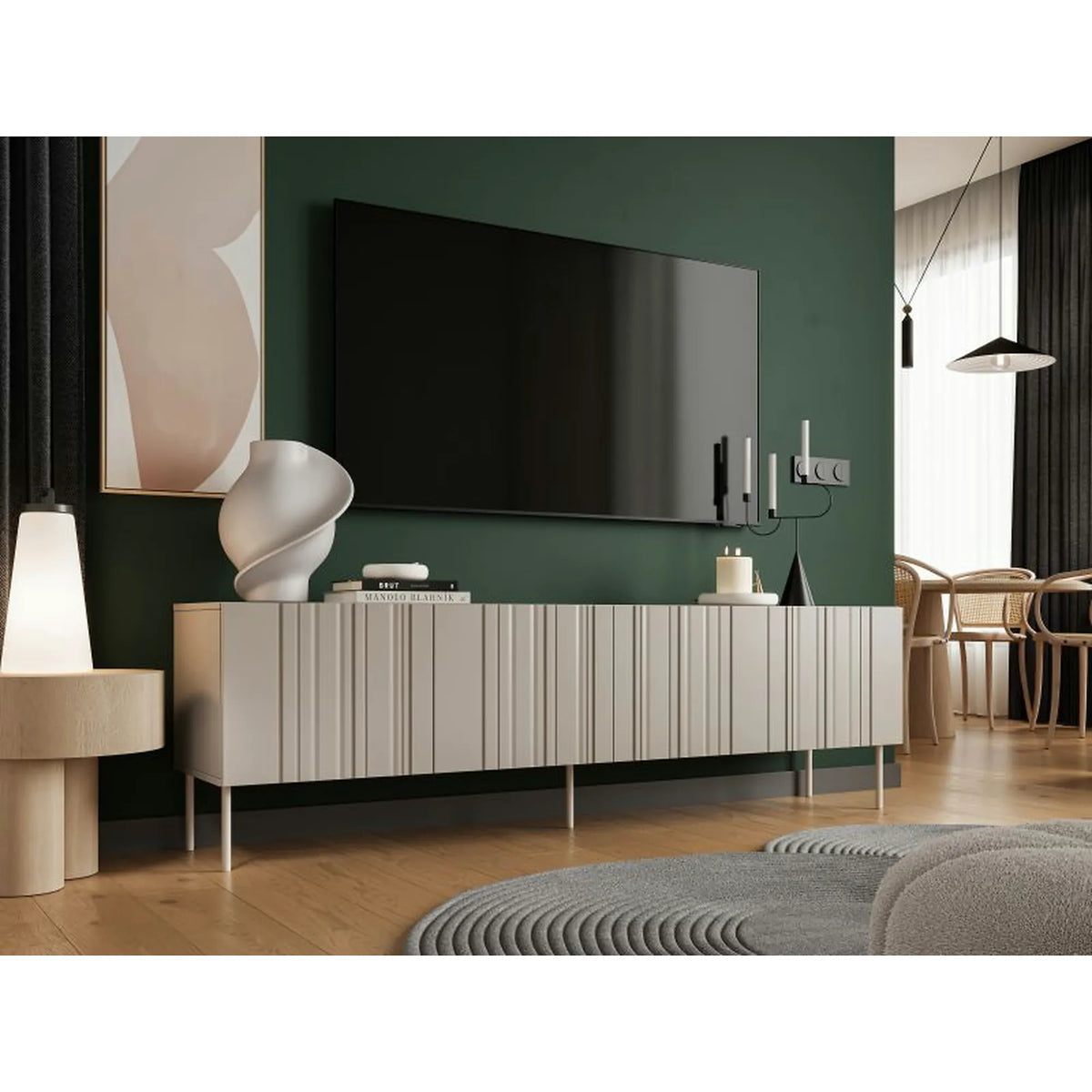 Comoda TV ISLA, bej mat, PAL laminat, 201x40x60 cm