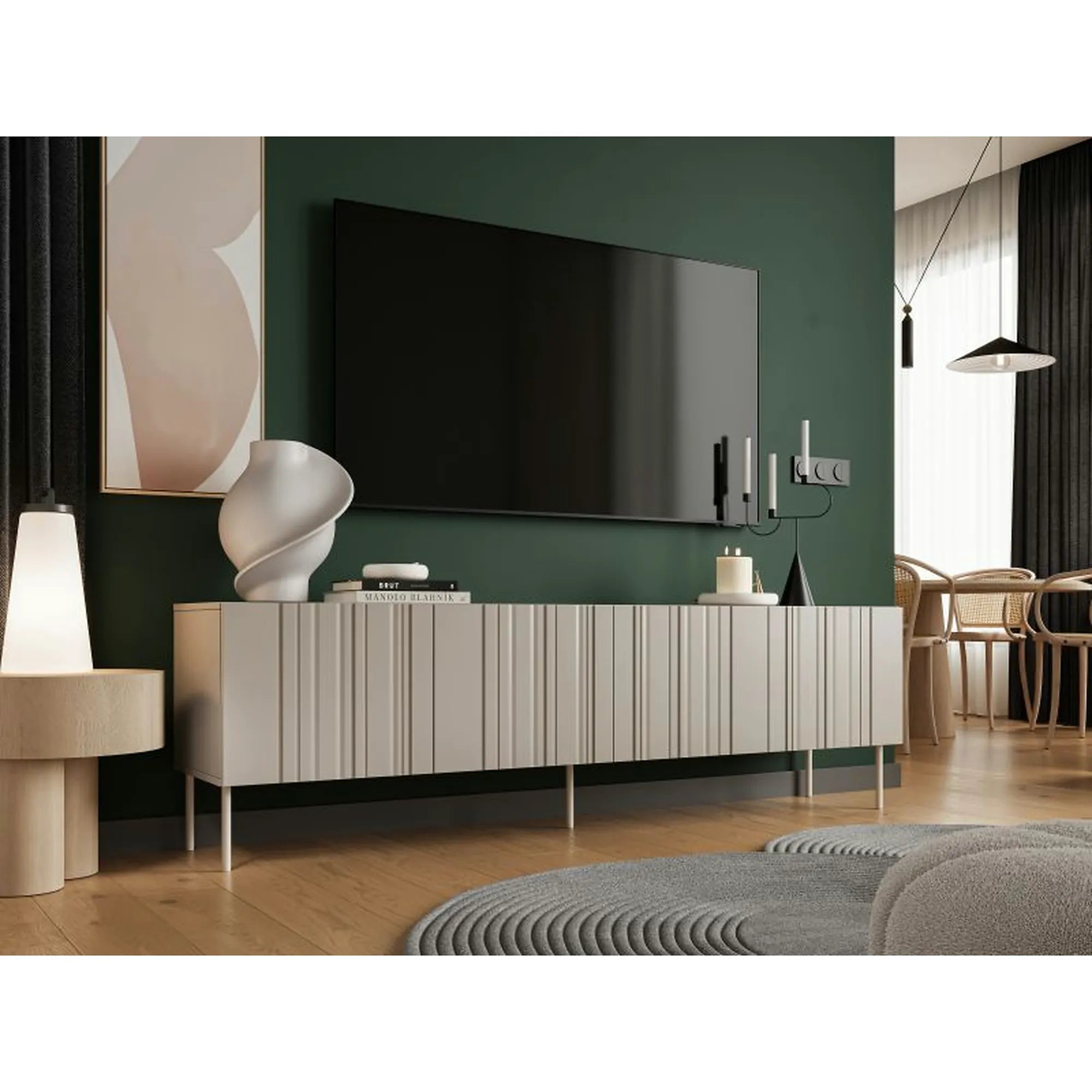 Comoda TV ISLA, bej mat, PAL laminat, 201x40x60 cm