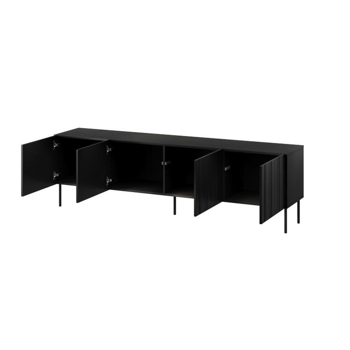 Comoda TV ISLA, negru mat, PAL laminat, 201x40x60 cm