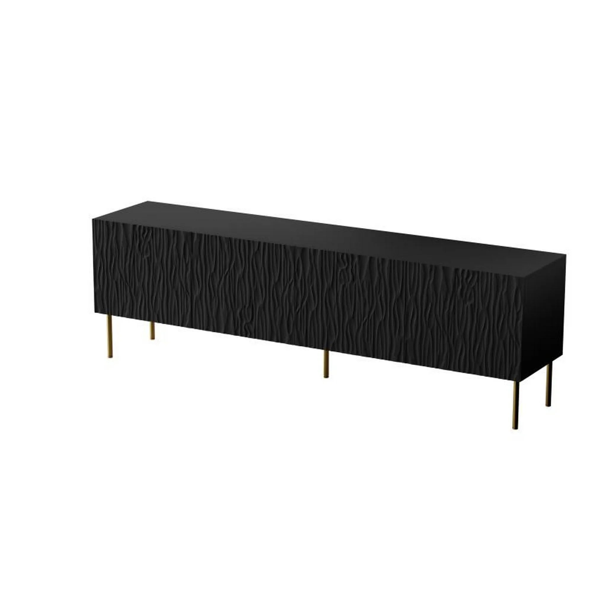 Comoda TV JUNGLE, negru/auriu, PAL laminat, 190x41x60 cm