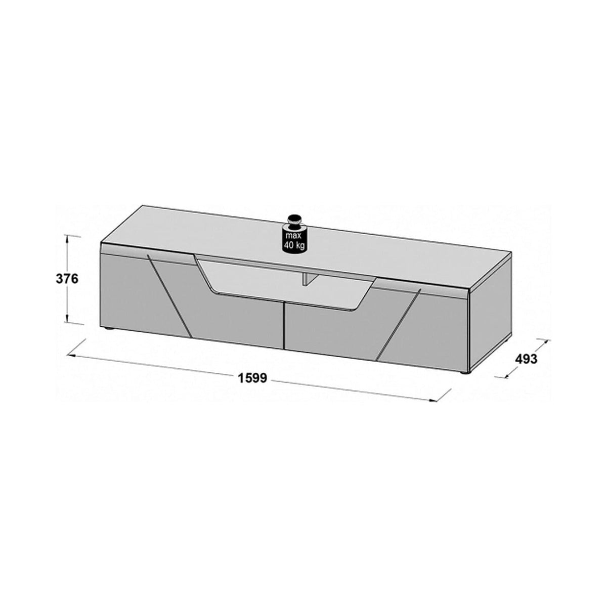 Comoda TV KANDO, alb, PAL, 160x50x38 cm