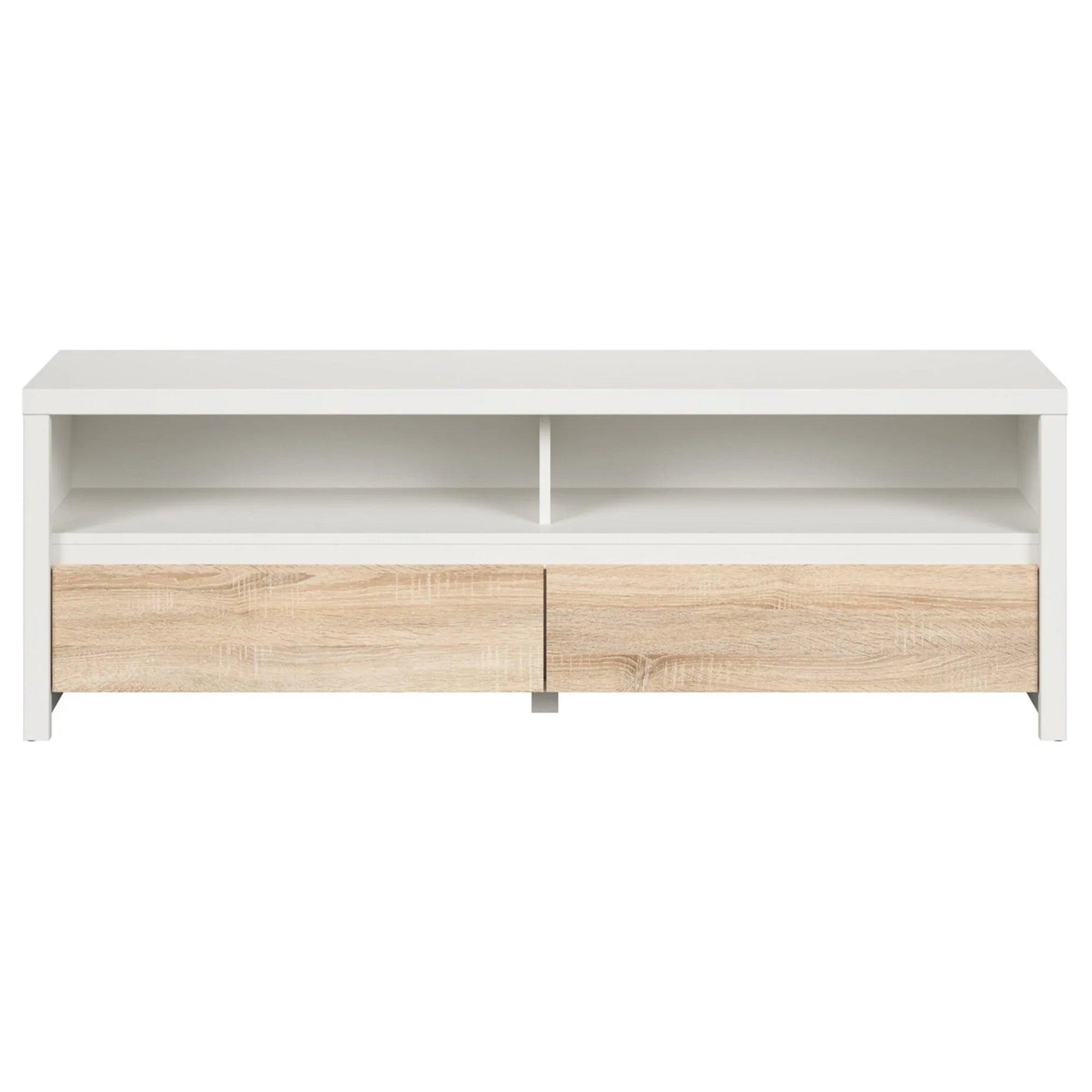 Comoda TV KASPIAN, alb/stejar sonoma, PAL laminat, 144x41x49 cm