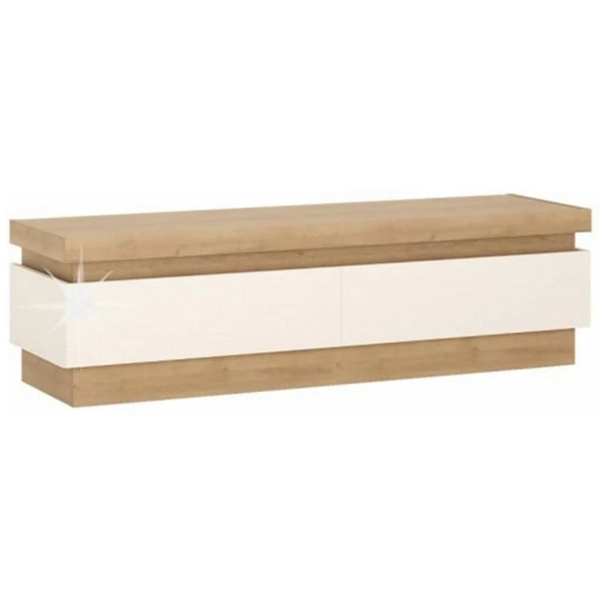 Comoda TV LEONARDO 01, stejar riviera/alb lucios, DTD laminat, 146x42x42 cm