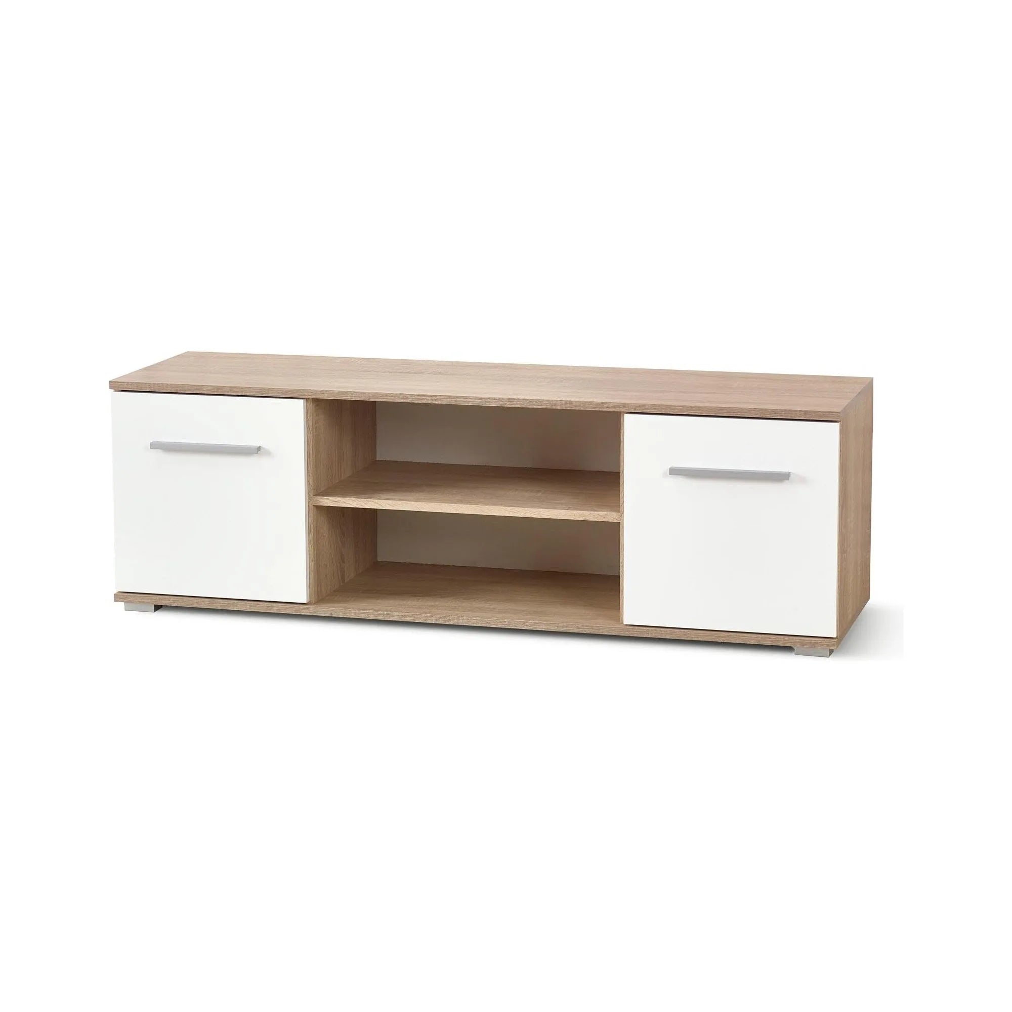 Comoda TV LIMA, alb/stejar sonoma, PAL laminat, 137x40x44 cm